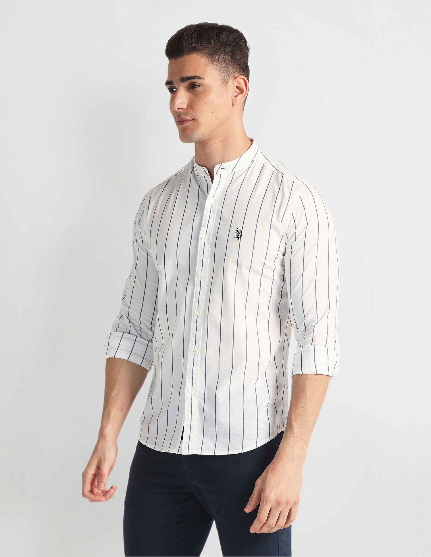 Mandarin Collar Striped Shirt – U.S. Polo Assn. India