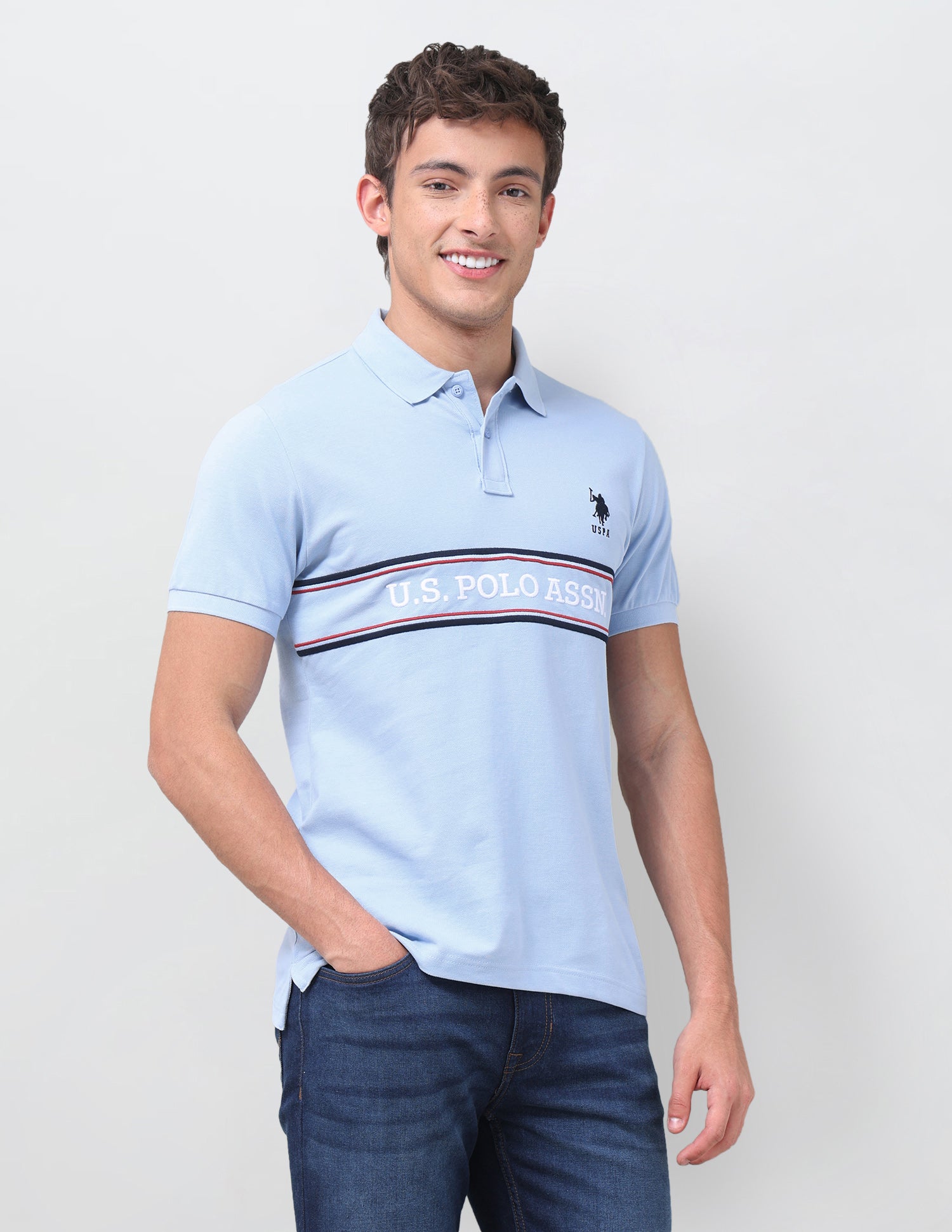 Brand Embroidered Regular Fit Polo Shirt Light Blue - U.S. Polo Assn. India | Large