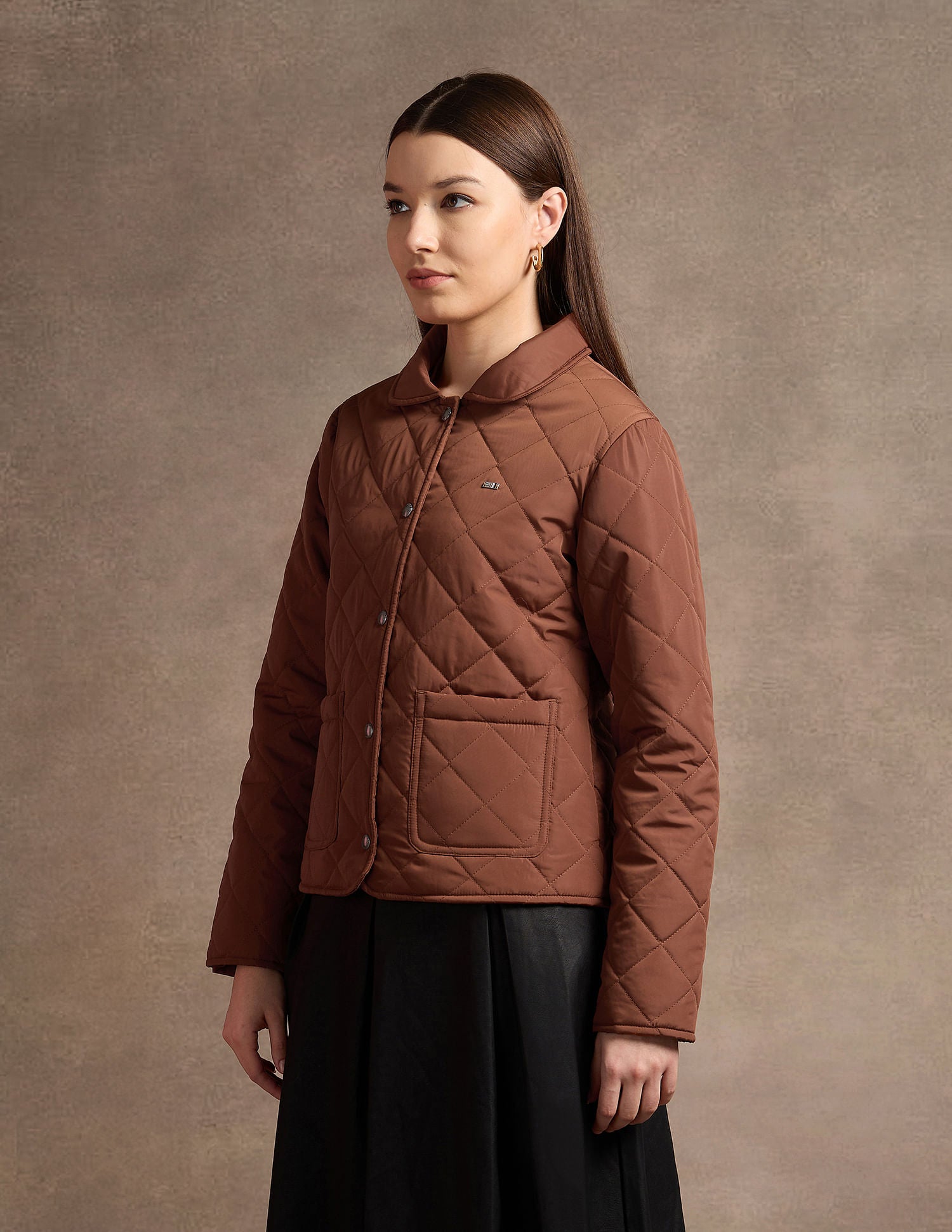 Peter Pan Collar Puffer Jacket Tan - U.S. POLO ASSN. | Large