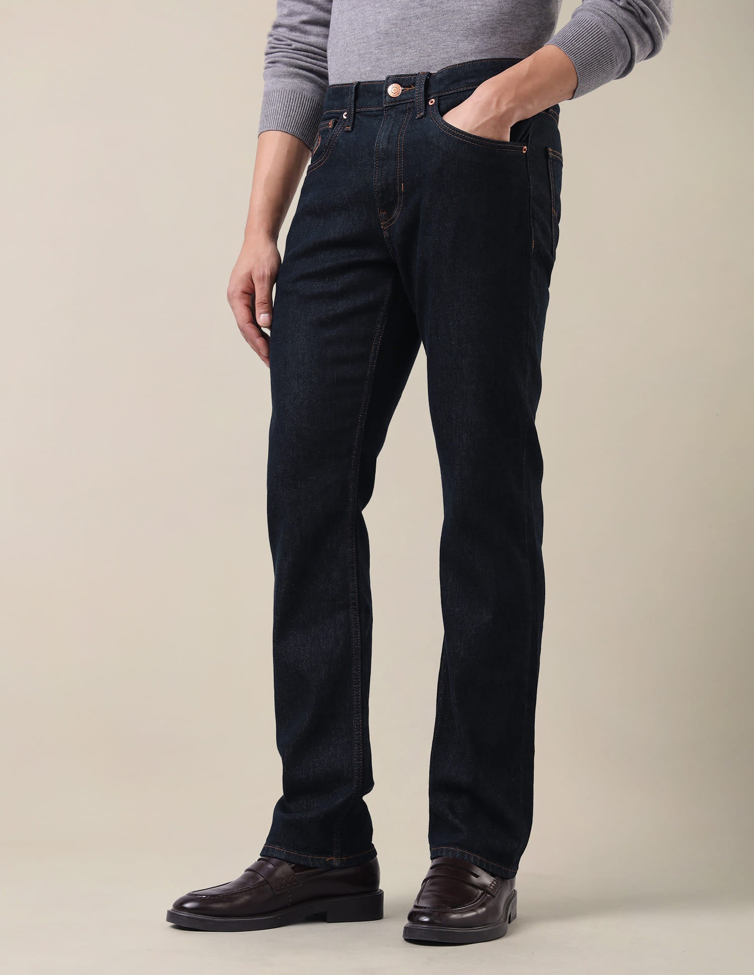 Harold Slim Straight Fit Blue Jeans Rinse Blue - U.S. Polo Assn. India | Large