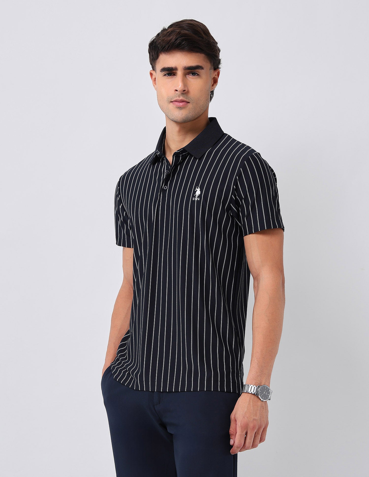 Vertical Striped Regular Fit Polo Shirt Navy - U.S. POLO ASSN. | Large