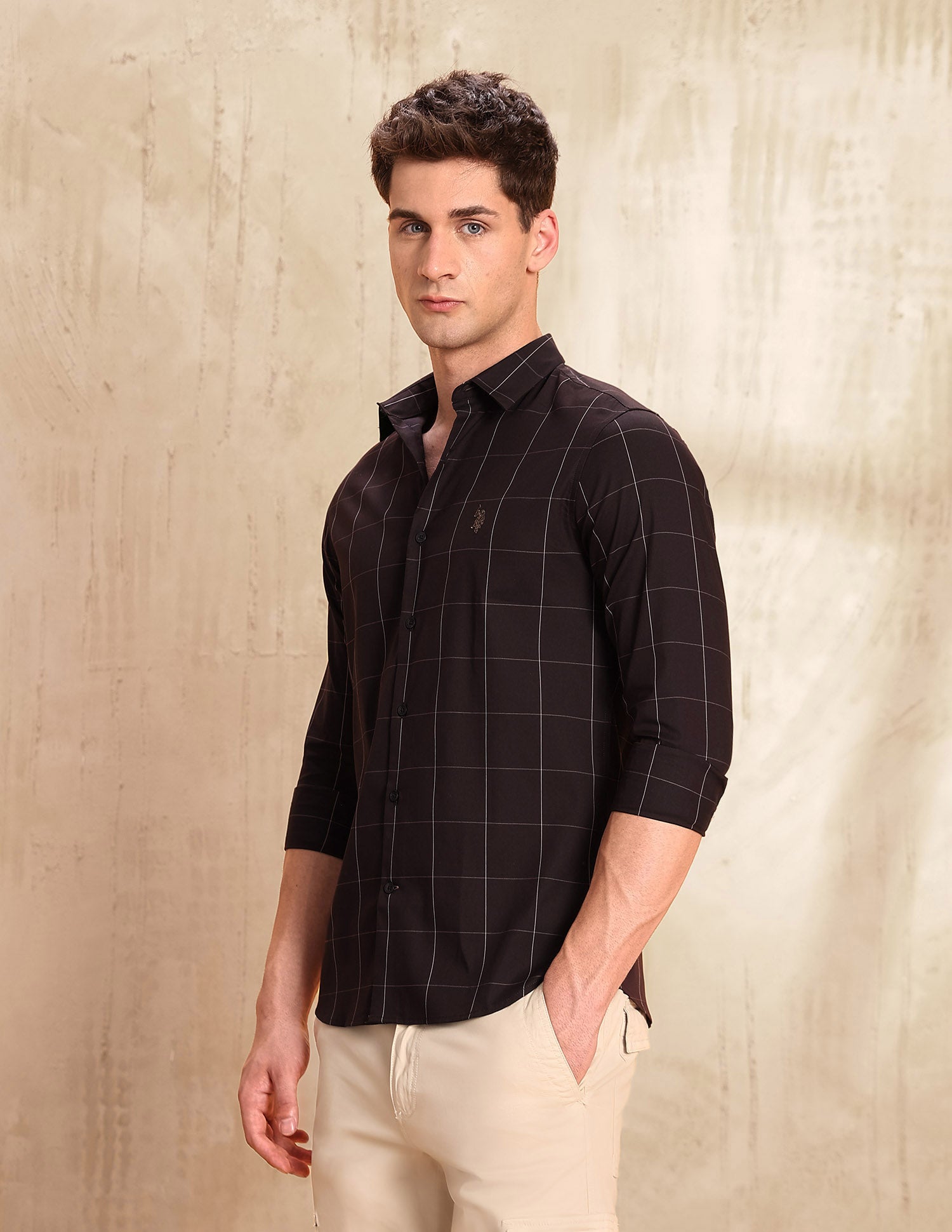 Twill Tailored Fit Shirt Choco - U.S. POLO ASSN. | Large