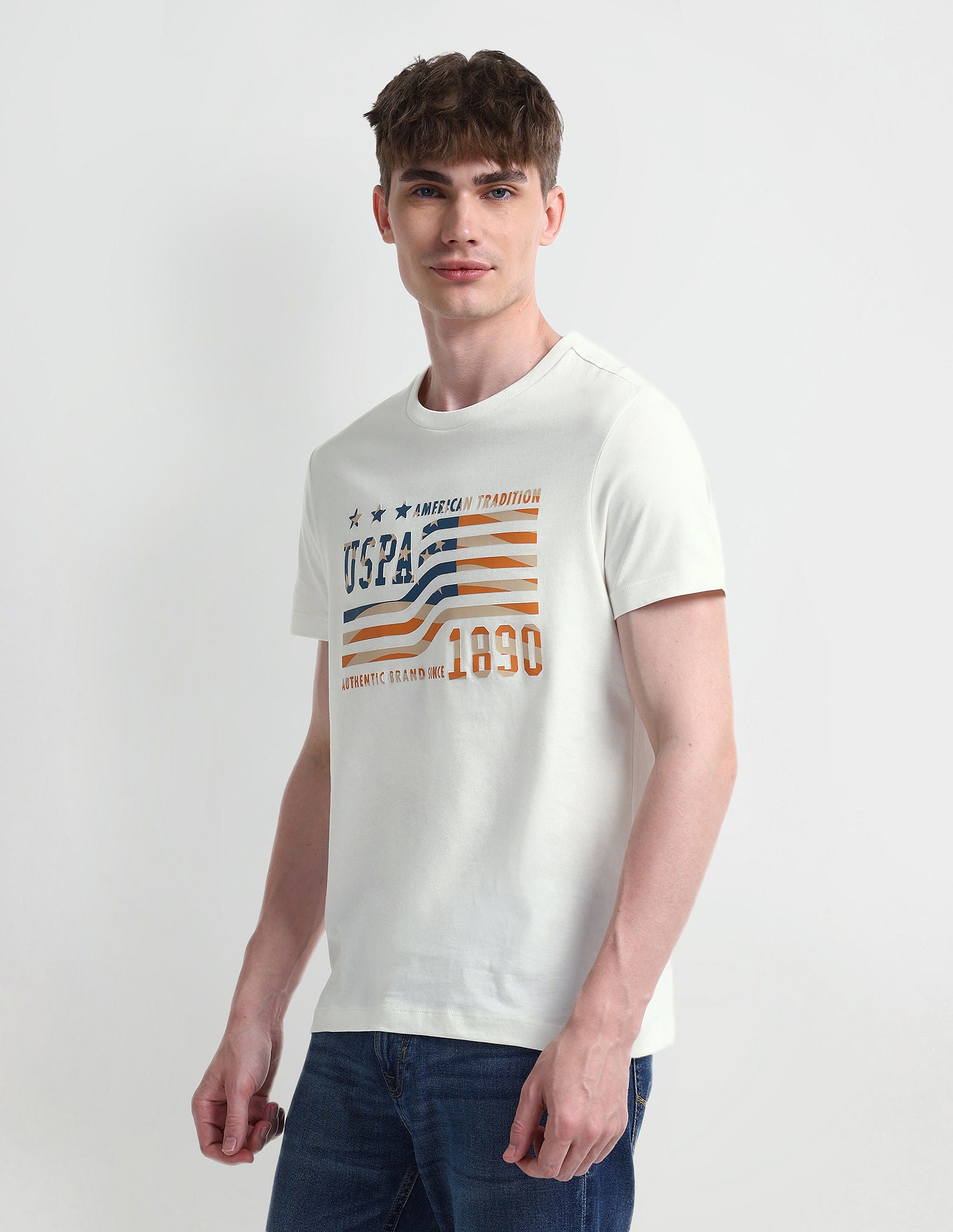 Muscle Fit Logo Cotton T-Shirt White - U.S. Polo Assn. India | Large