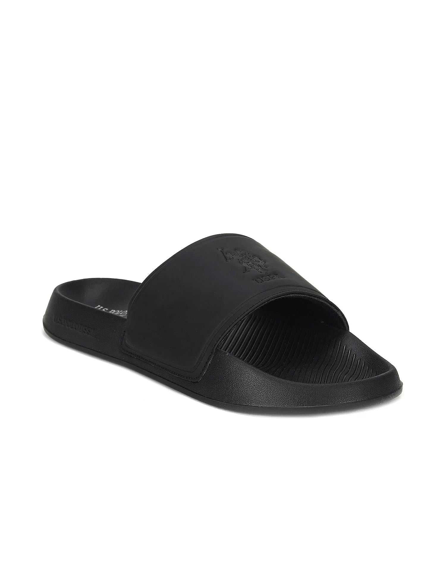 Men Debossed Monogram Specter 6.0 Slides Black - U.S. Polo Assn. India | Large