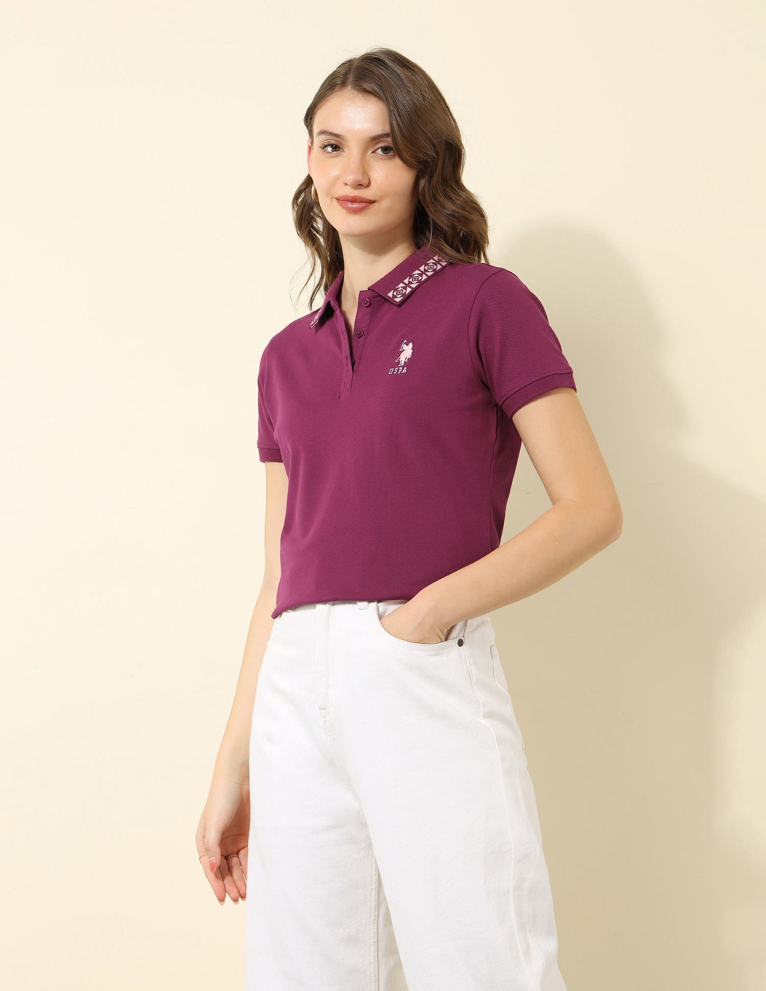 Regular Fit Solid Polo Shirt Wine - U.S. POLO ASSN. | Large
