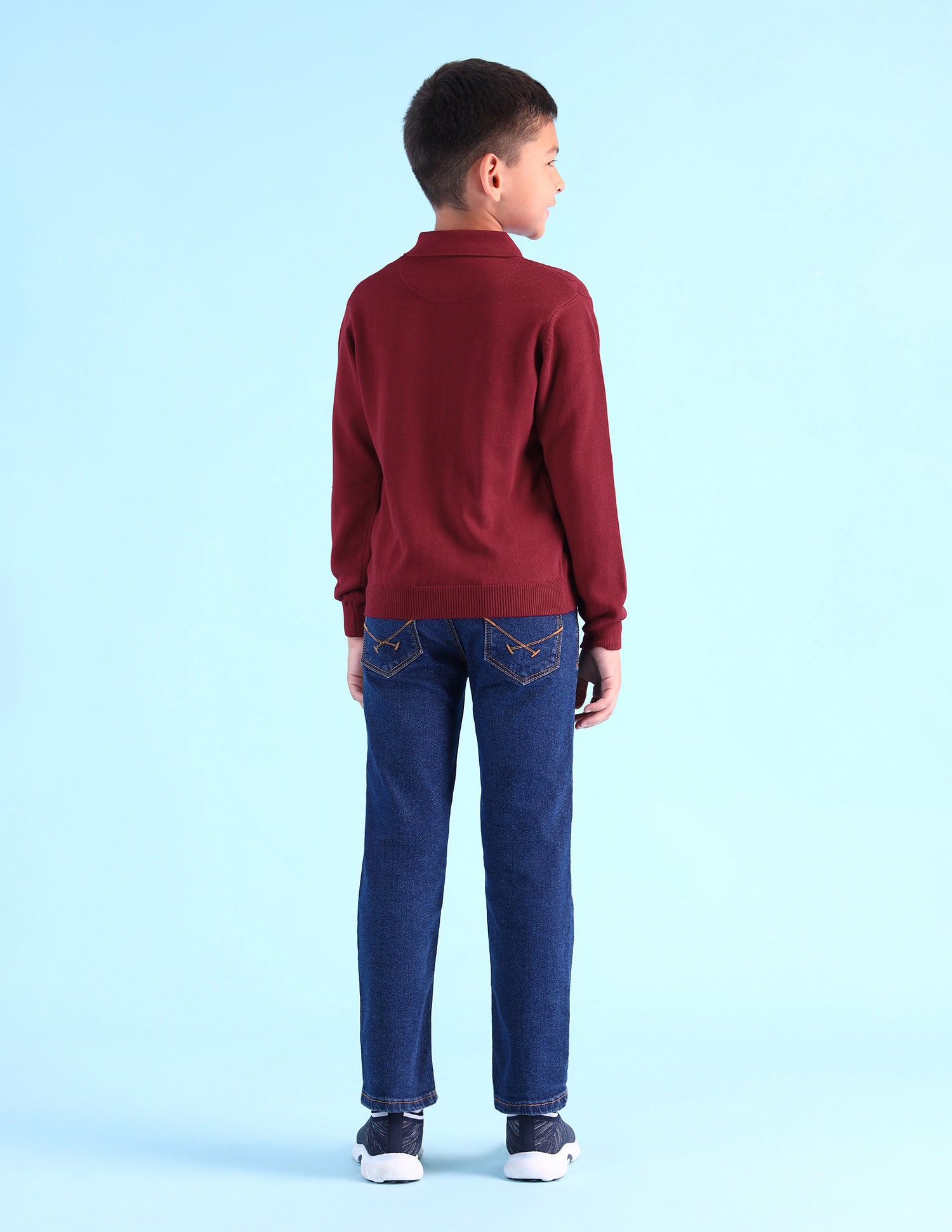 Boys Textured Regular Fit Sweater Maroon - U.S. POLO ASSN. | Large