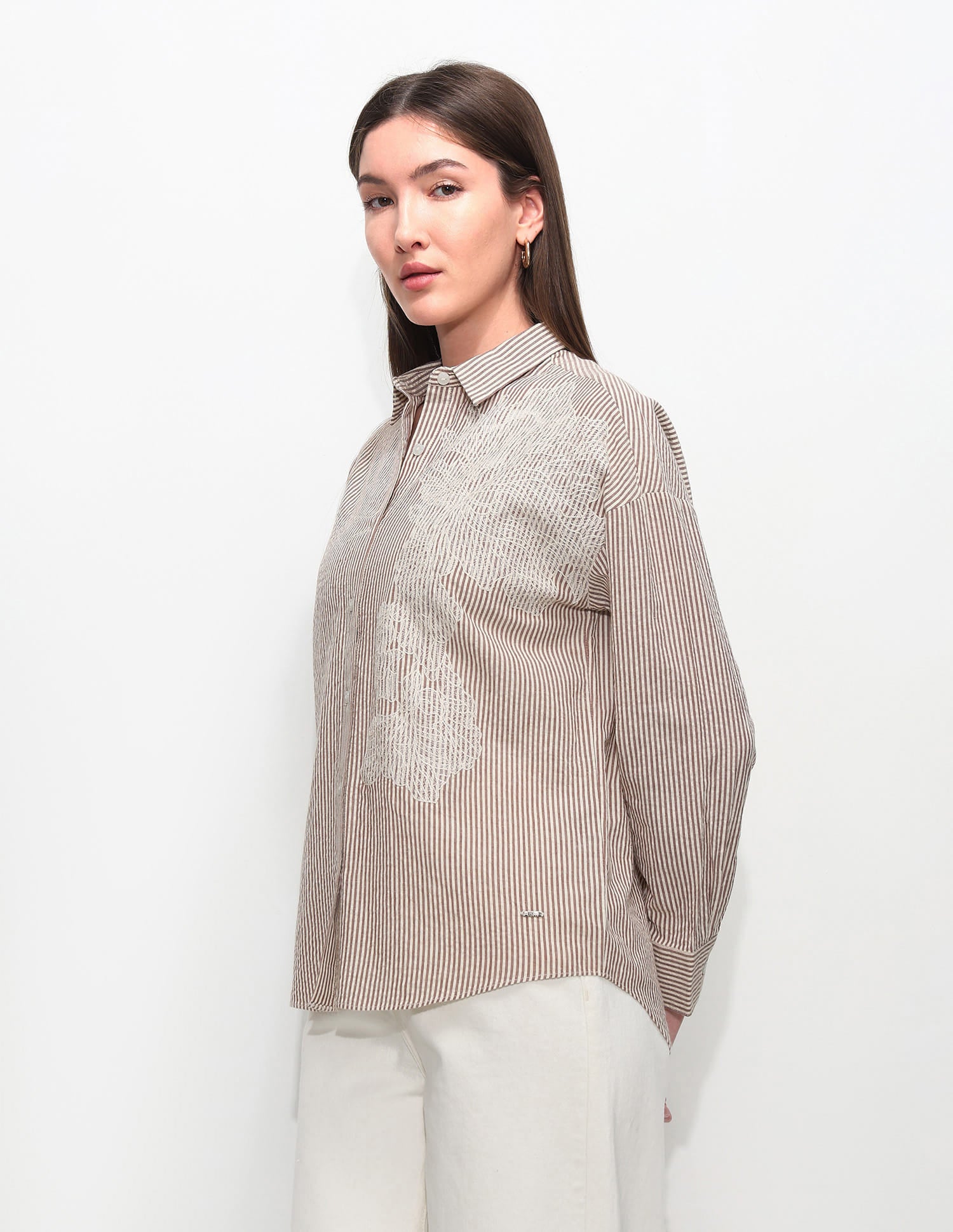 Oversized Fit Striped Shirt Brown - U.S. Polo Assn. India | Large