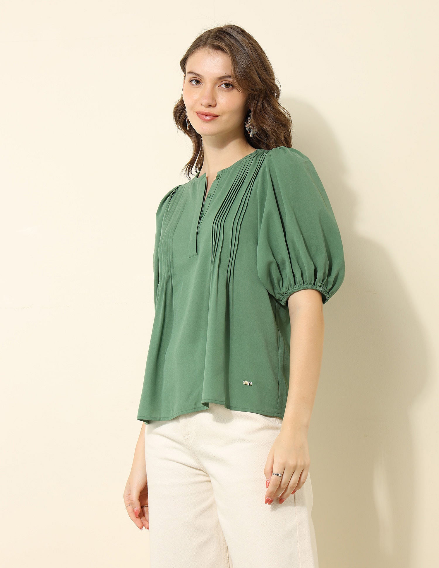 Pintucked Regular Fit Top Green - U.S. POLO ASSN. | Large