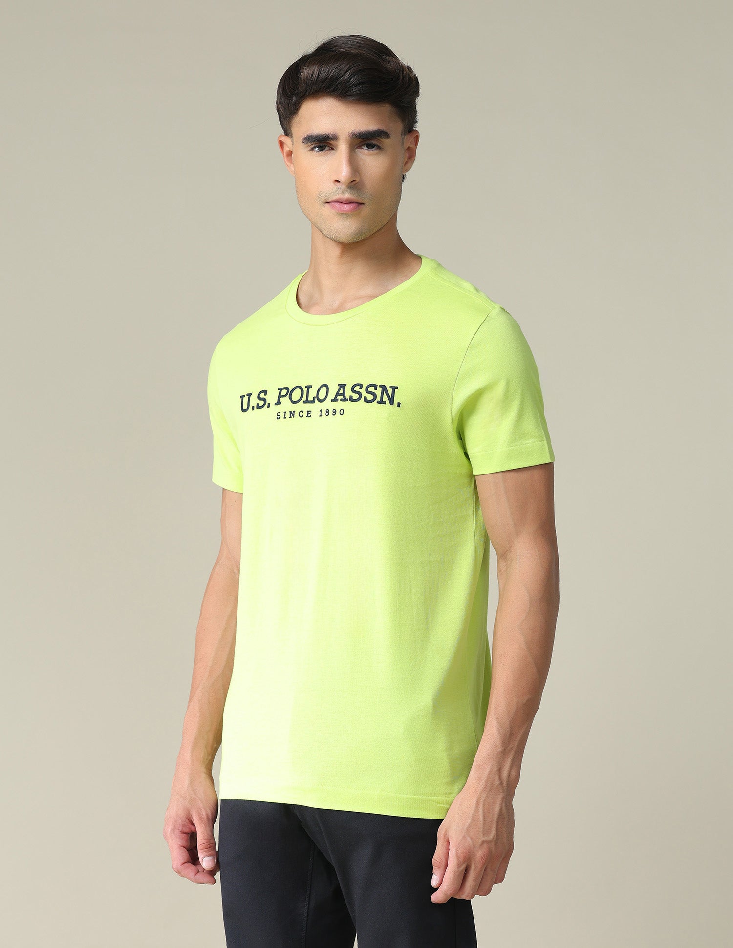 Brand Embroidered Cotton T-Shirt Lime - U.S. POLO ASSN. | Large