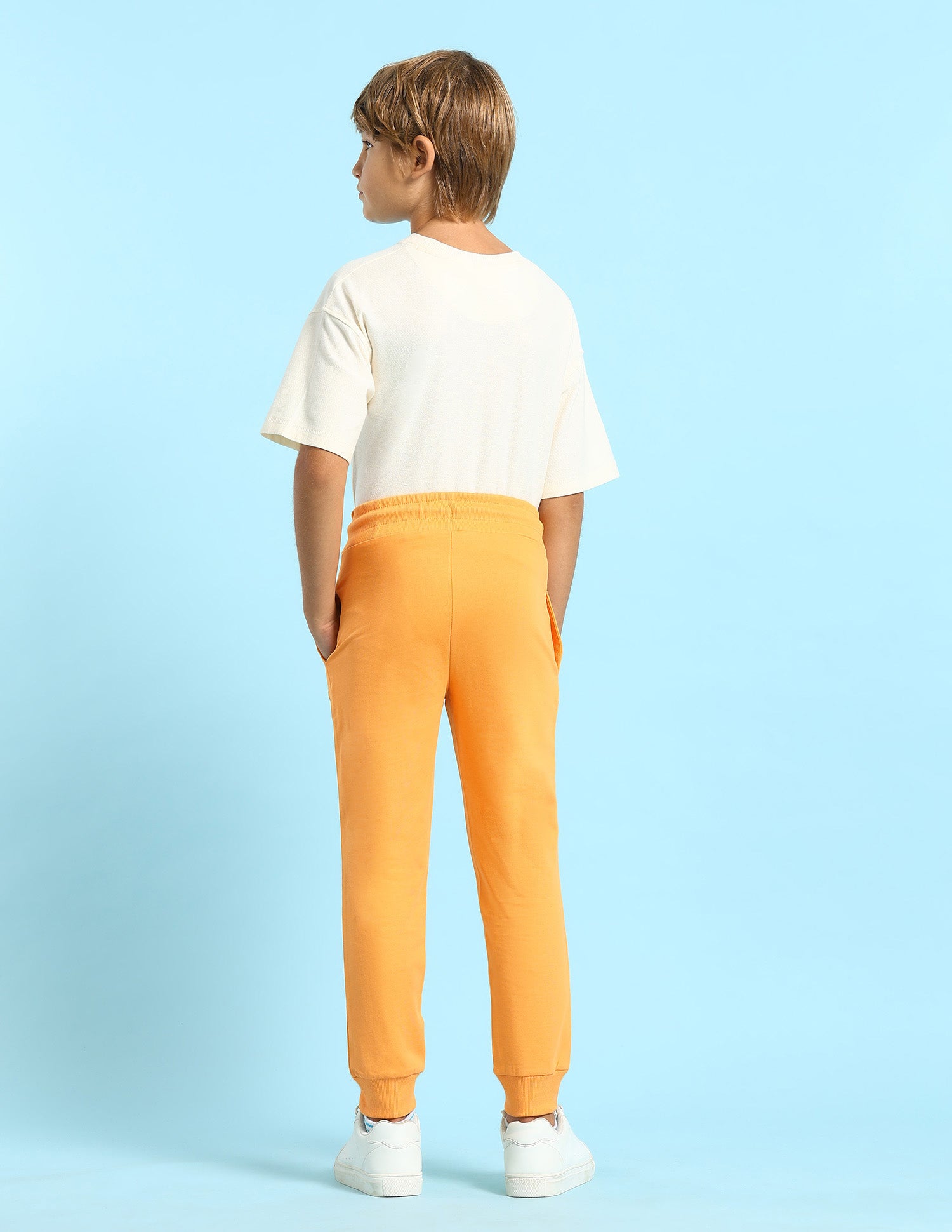 Boys Pure Cotton Solid Joggers Orange - U.S. POLO ASSN. | Large