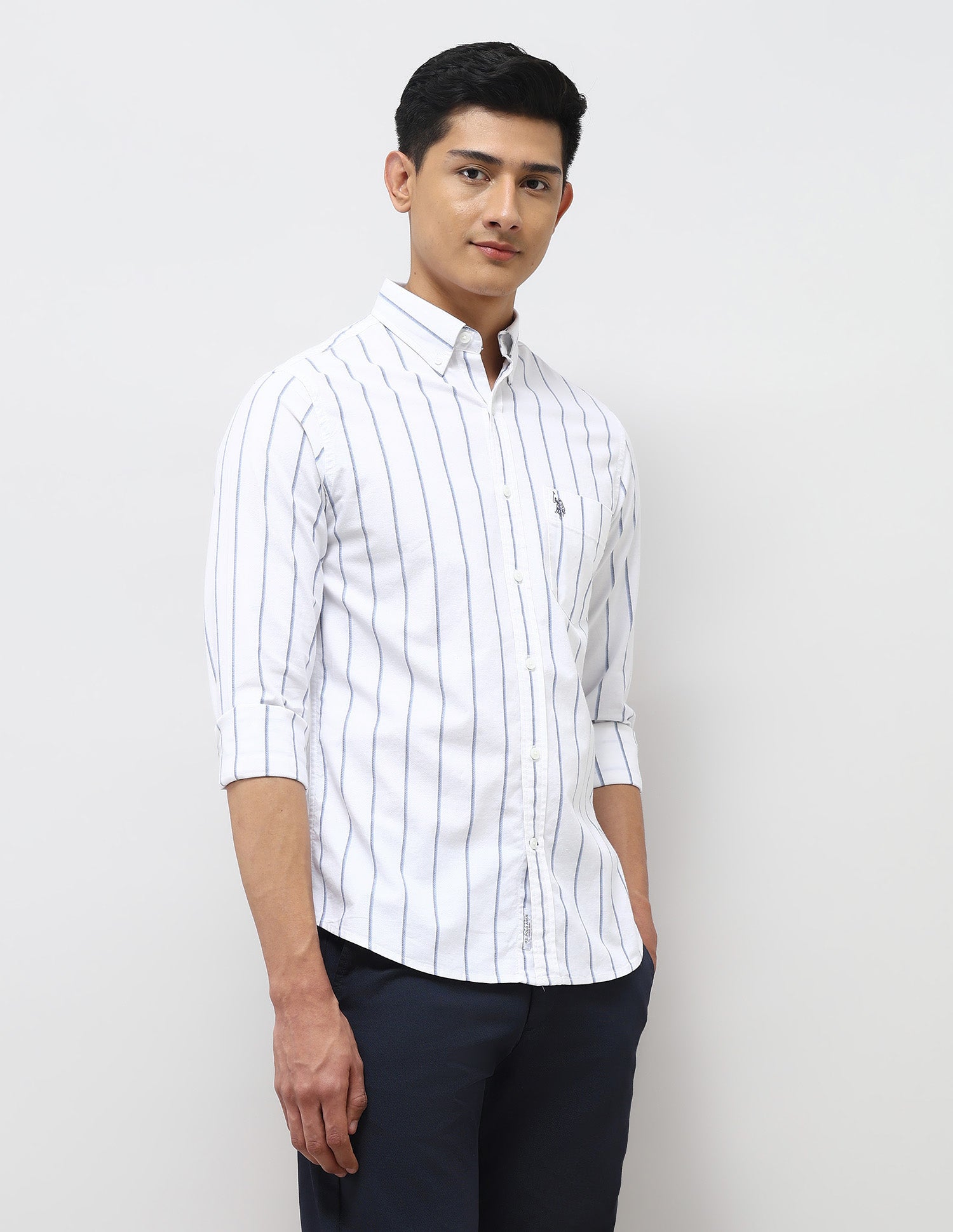 Vertical Striped Tailored Fit Shirt Blue - U.S. POLO ASSN. | Large
