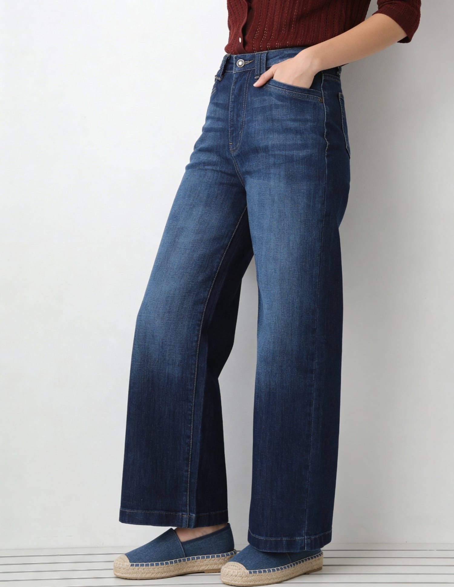 High Rise Wide Leg Fit Jeans Blue - U.S. Polo Assn. India | Large