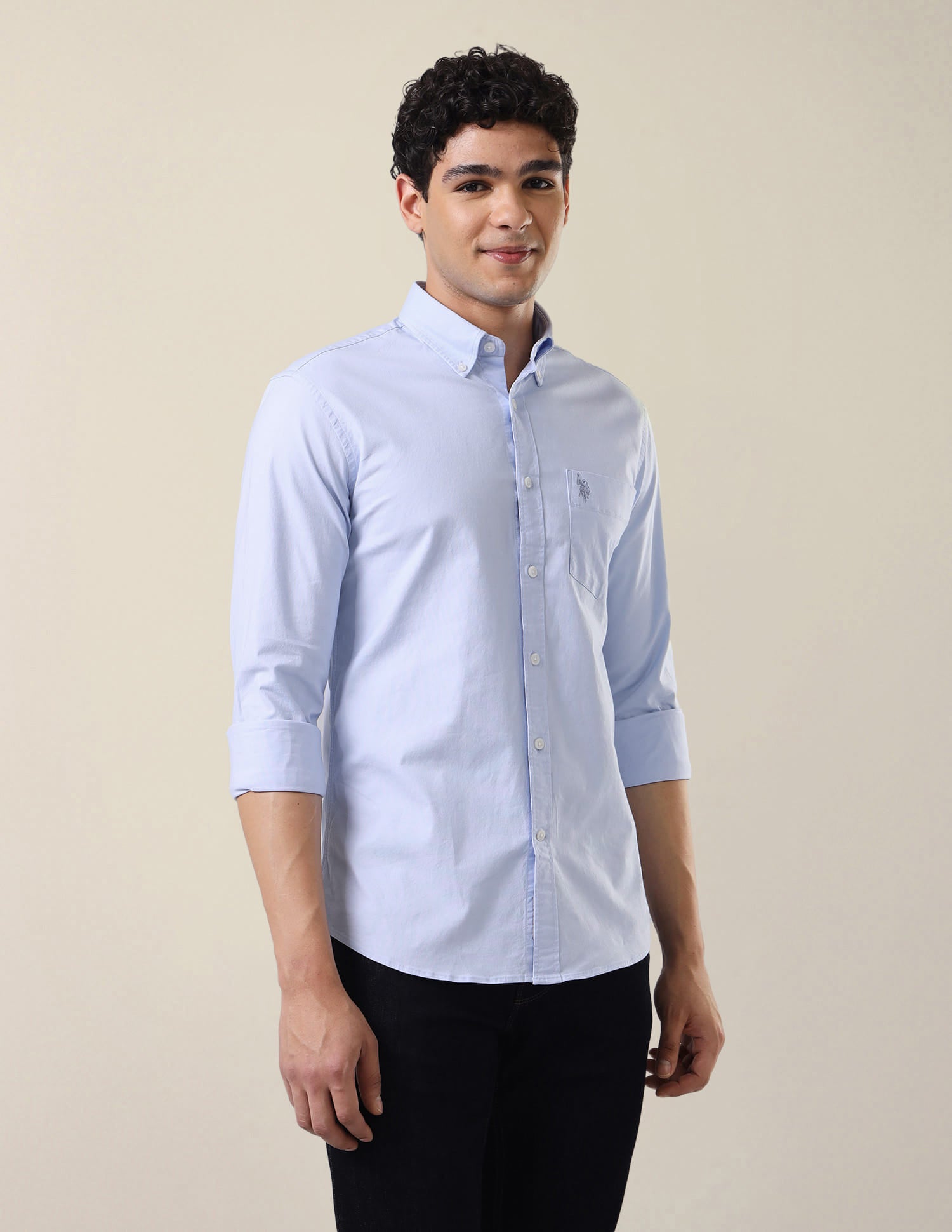 Tailored Fit Oxford Shirt Light Blue - U.S. Polo Assn. India | Large
