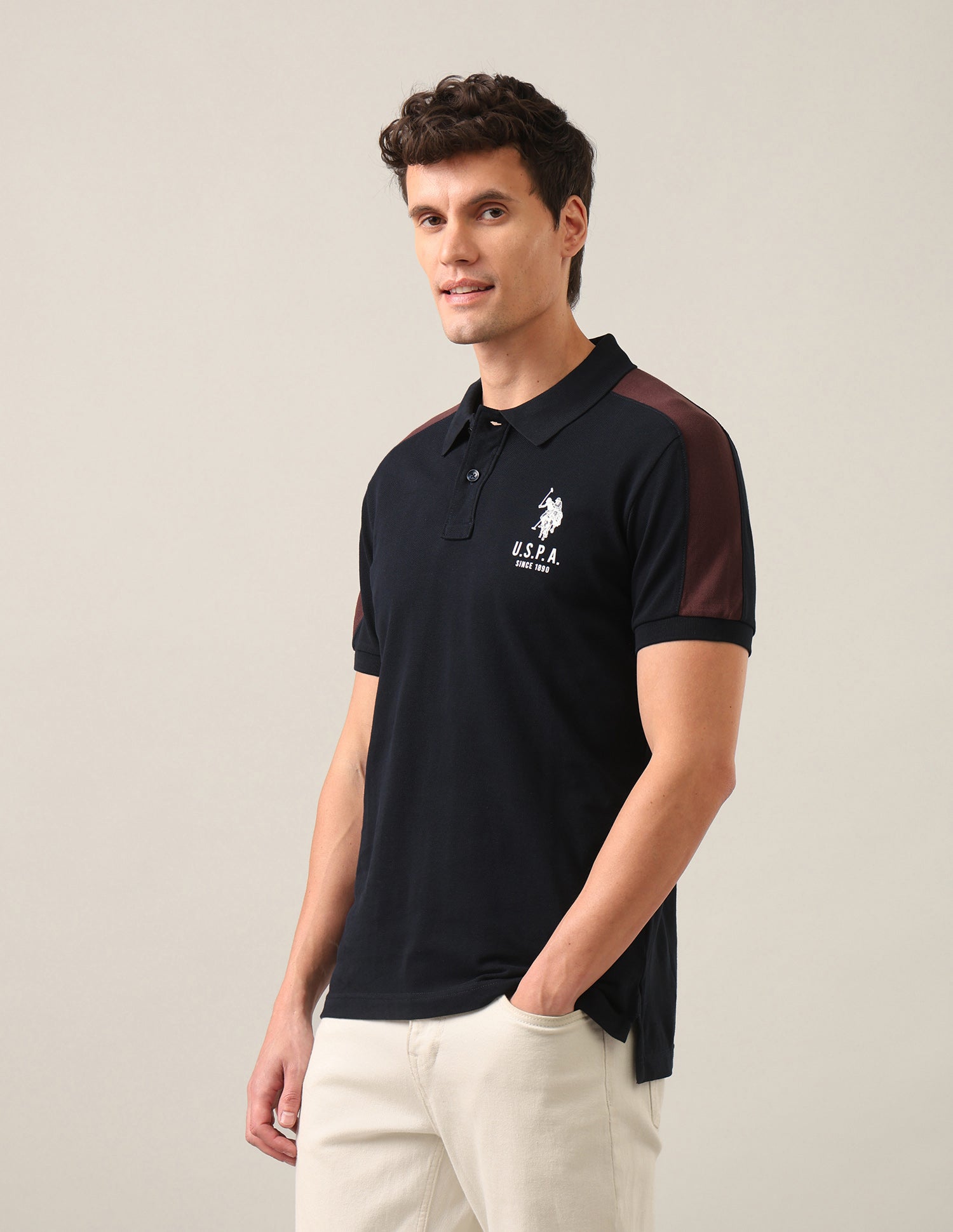 Solid Slim Fit Polo Shirt Navy - U.S. Polo Assn. India | Large