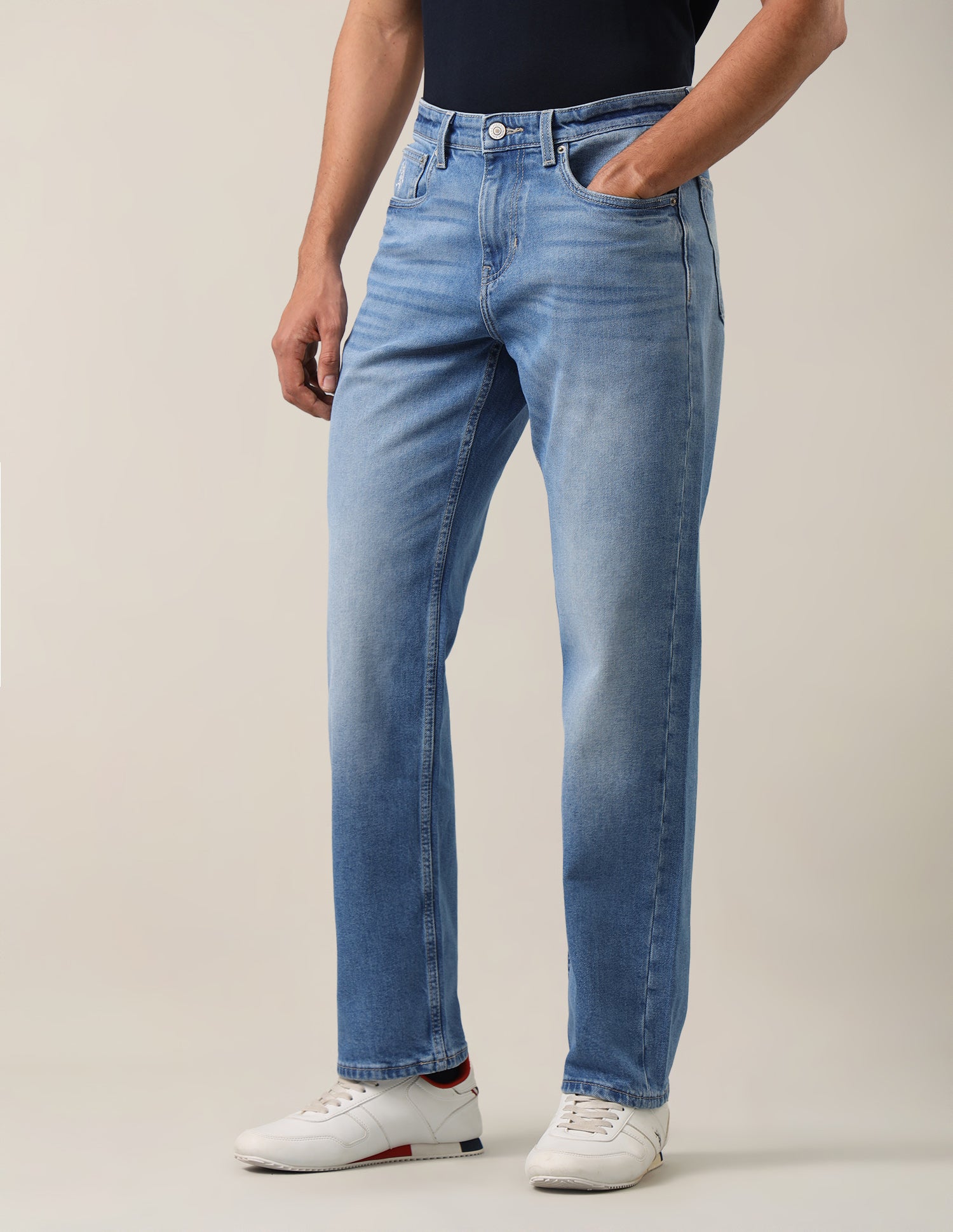 Shawn Relaxed Fit Blue Jeans Mid Blue - U.S. Polo Assn. India | Large