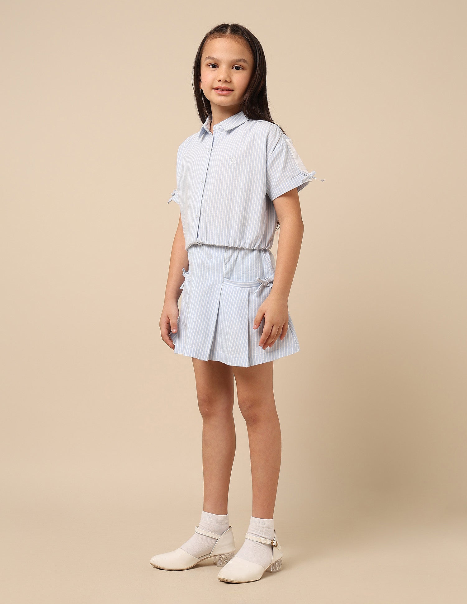 Girls Striped Skater Skirt Light Blue - U.S. POLO ASSN. | Large