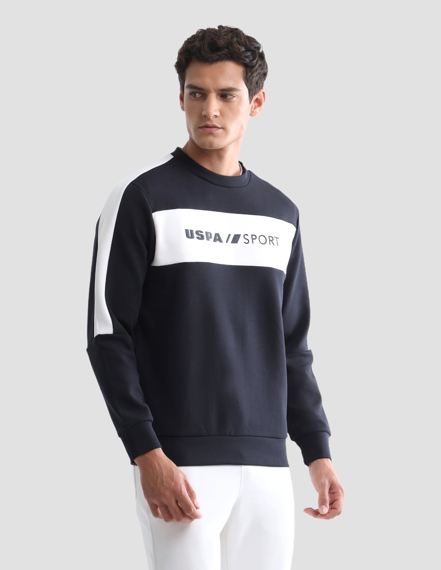 Brand Printed Active Sweatshirt Navy - U.S. Polo Assn. India | Large