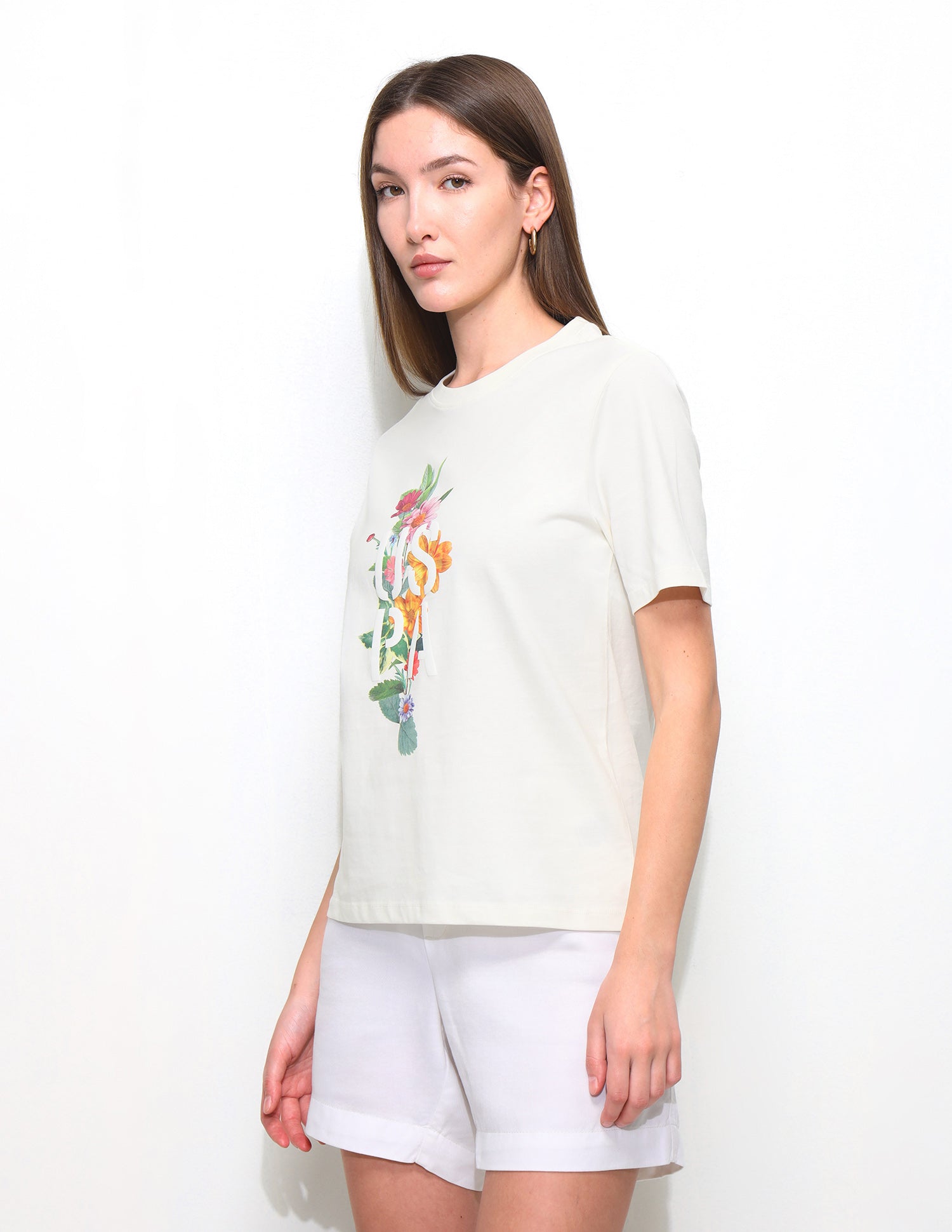 Digital Hd Floral Printed Boxy Fit T-Shirt Off White - U.S. Polo Assn. India | Large