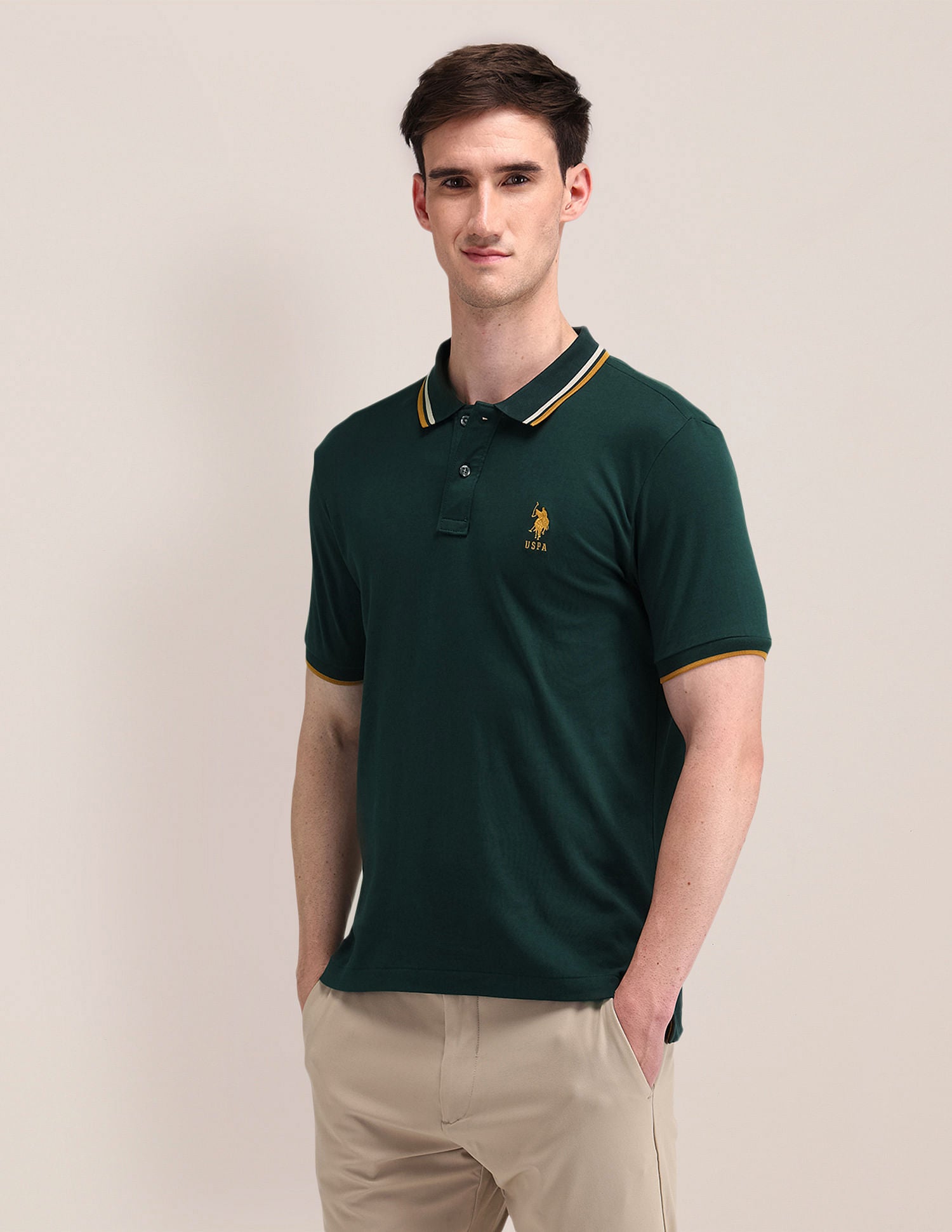Slim Fit Solid Polo Shirt Olive - U.S. POLO ASSN. | Large