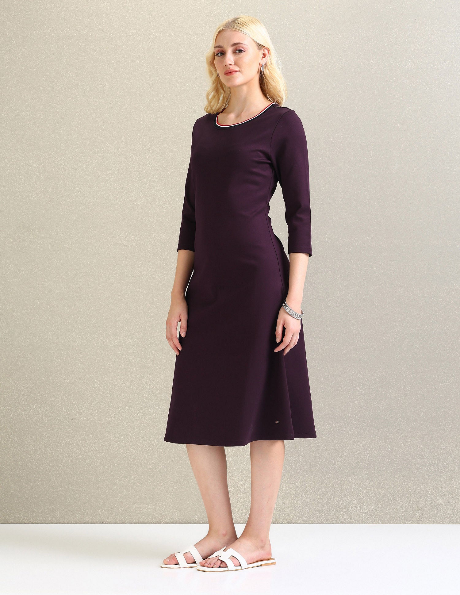 Ponte Roma Knit A-Line Dress Wine - U.S. POLO ASSN. | Large
