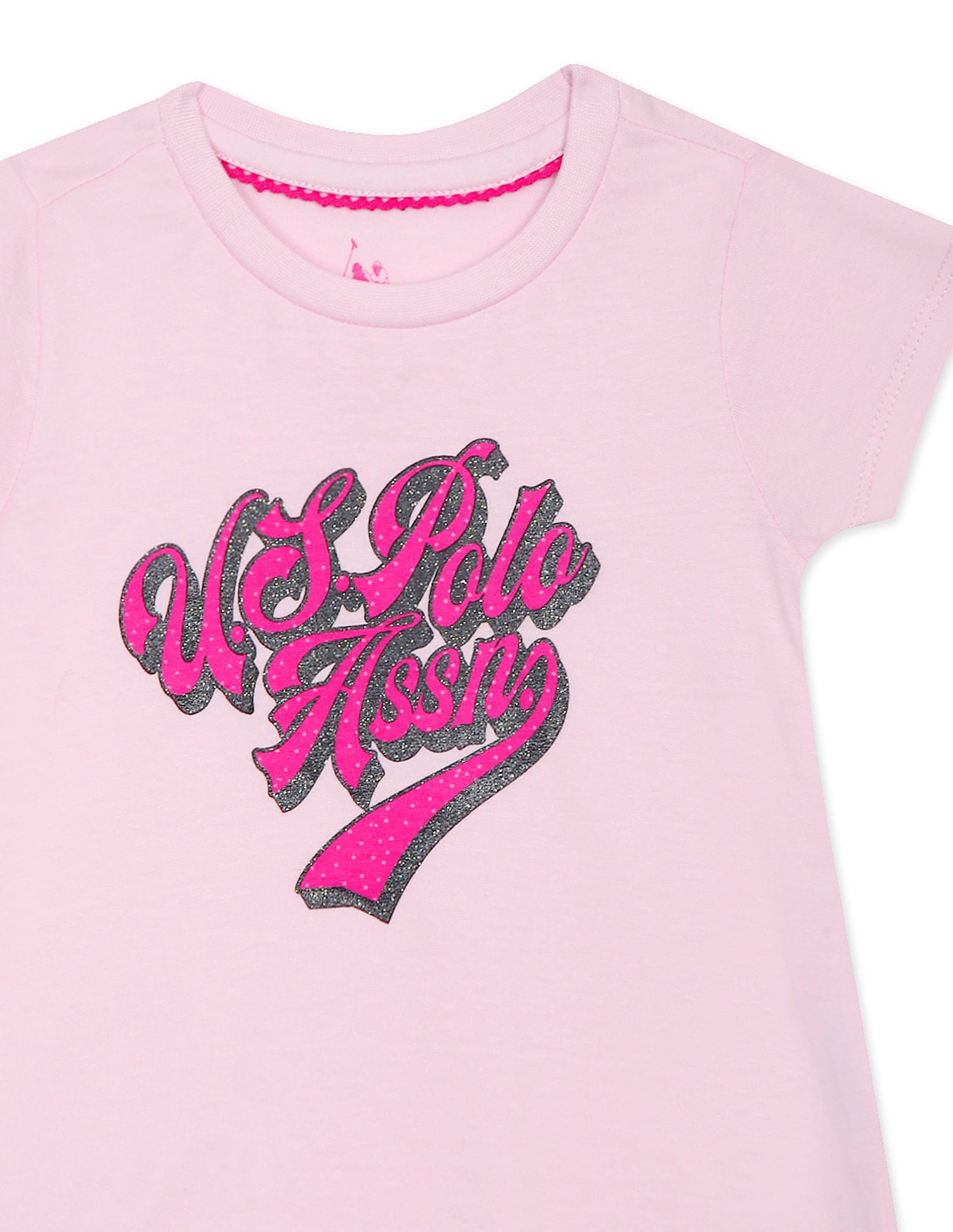 Crew Neck Brand Print T-Shirt Light Pink - U.S. POLO ASSN. | Large