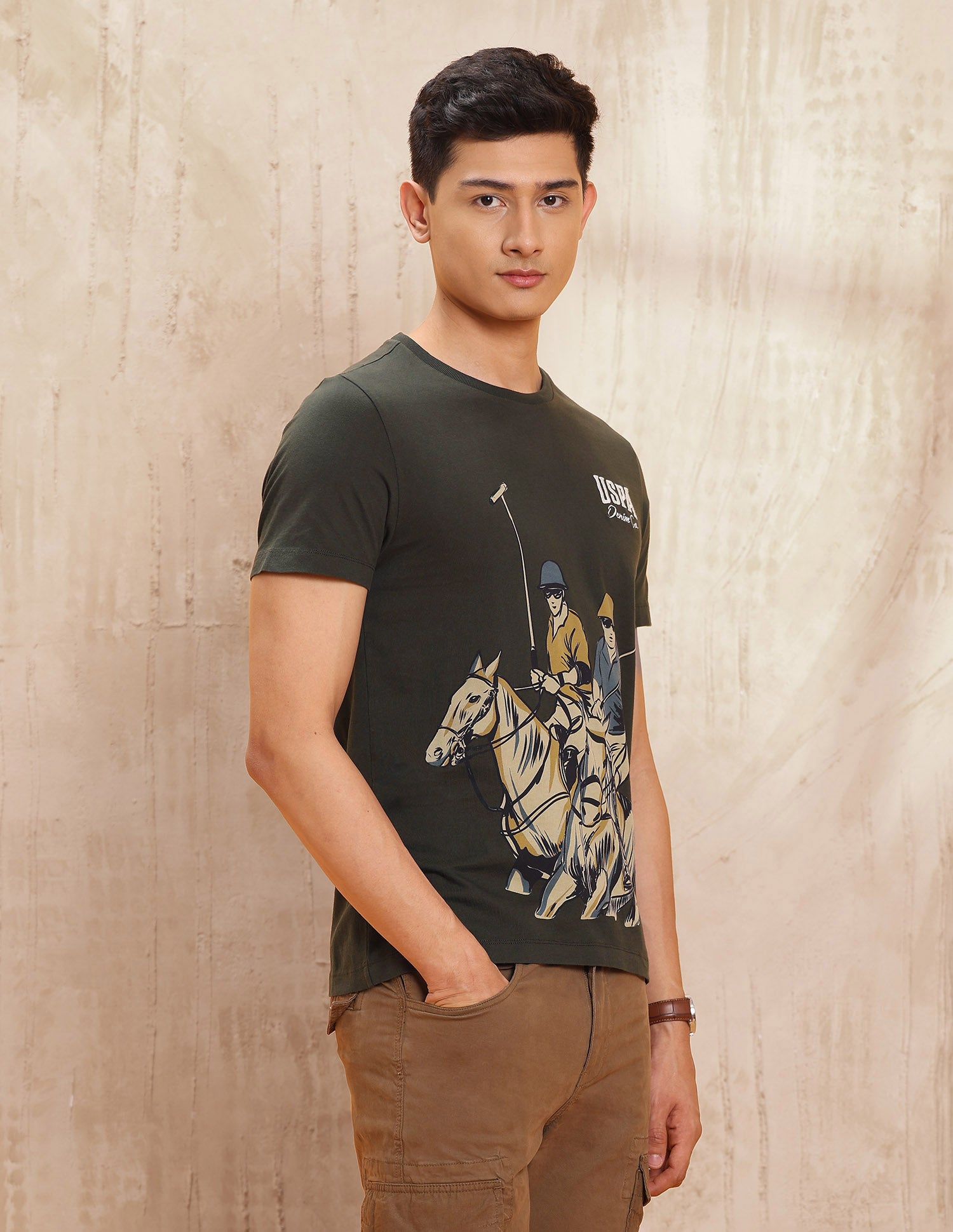 Graphic Printed Regular Fit T Shirt Olive - U.S. POLO ASSN. | Large