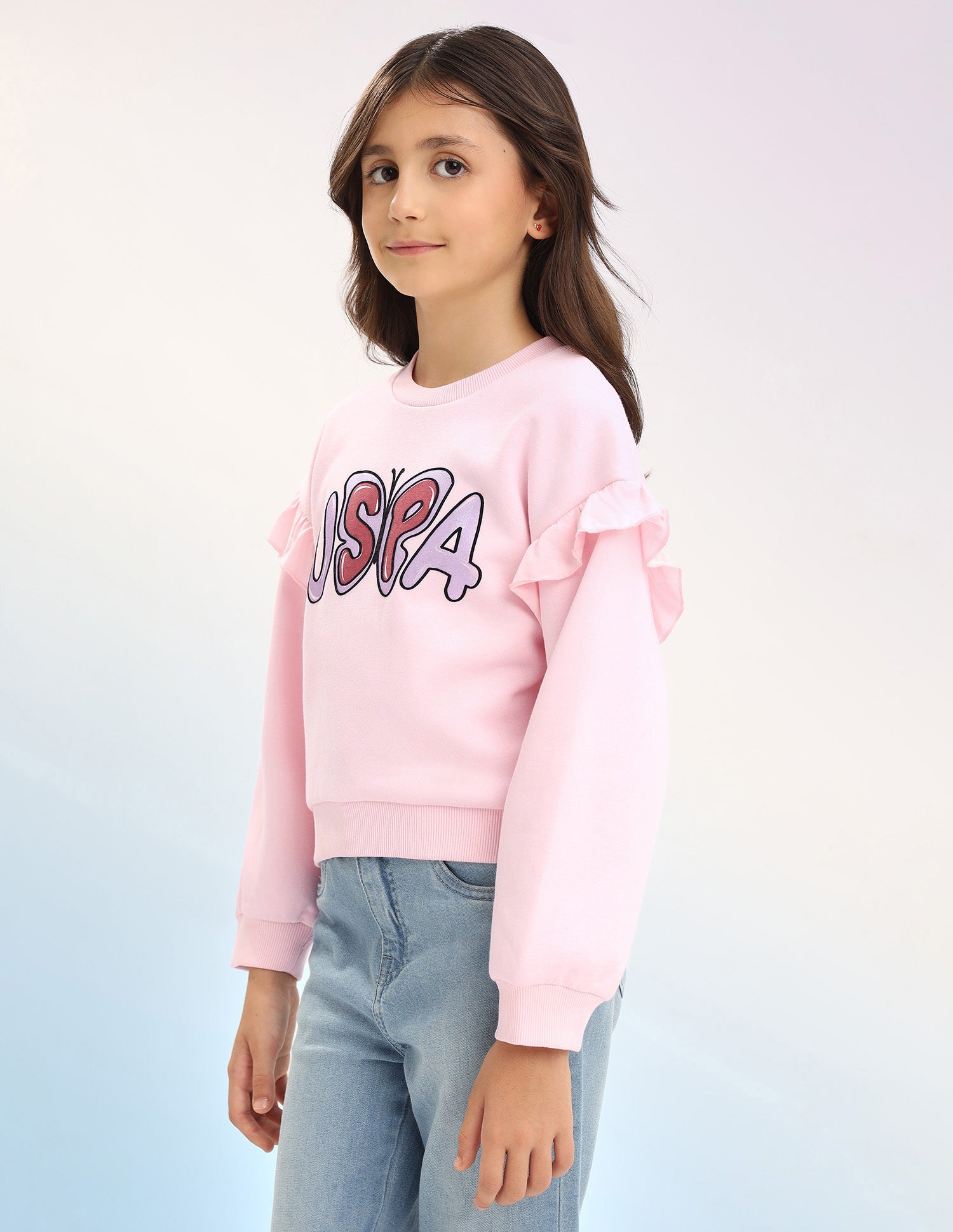 Brand Printed Regular Fit Sweatshirt Light Pink - U.S. POLO ASSN. | Large