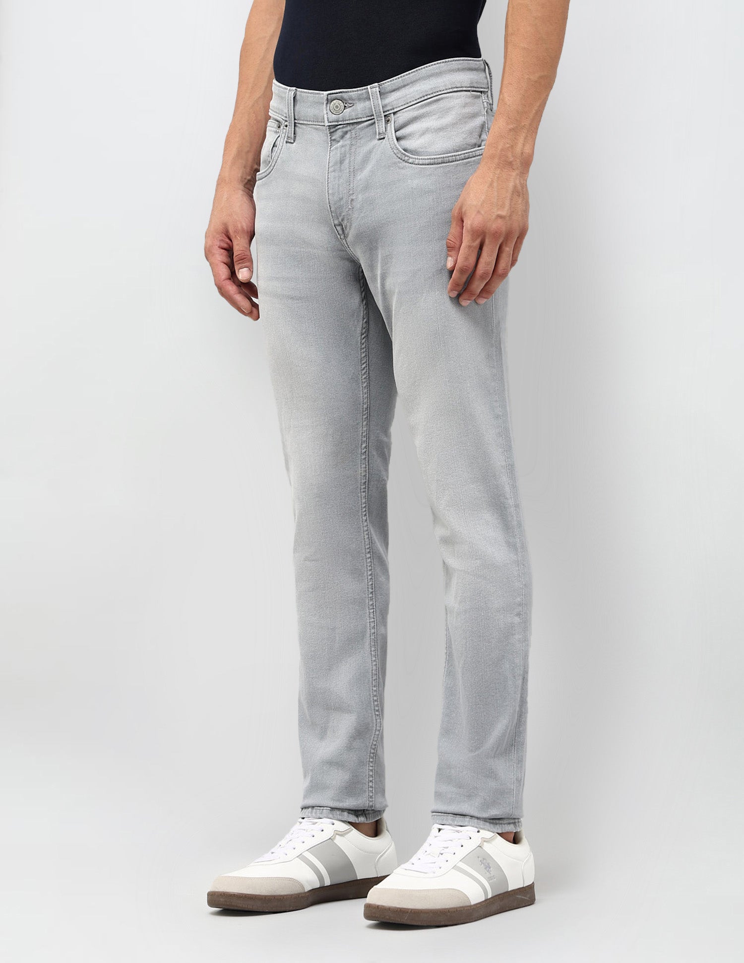 Brandon Slim Tapered Fit Grey Jeans Light Grey Wash - U.S. POLO ASSN. | Large