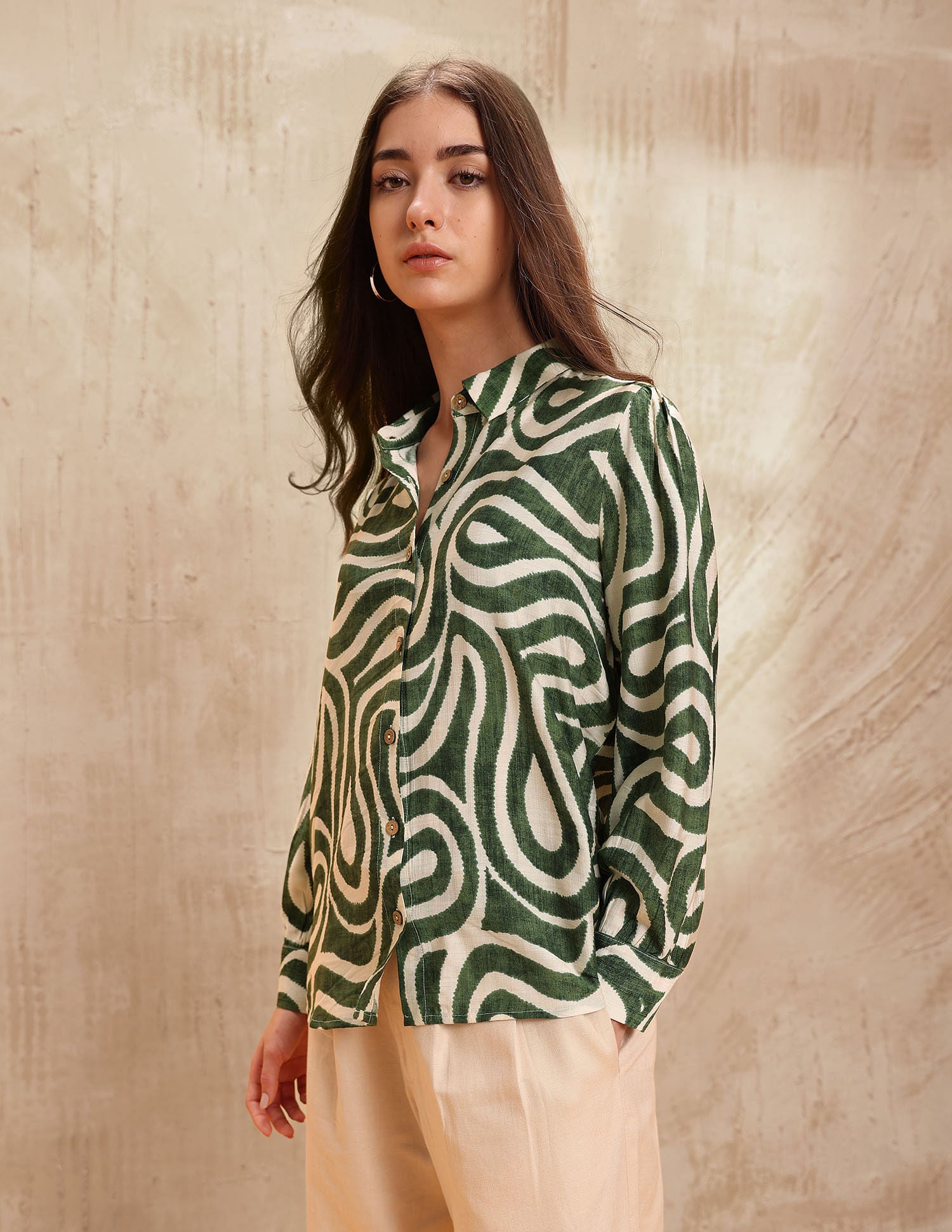 Abstract Printed Regular Fit Shirt Olive - U.S. POLO ASSN. | Large