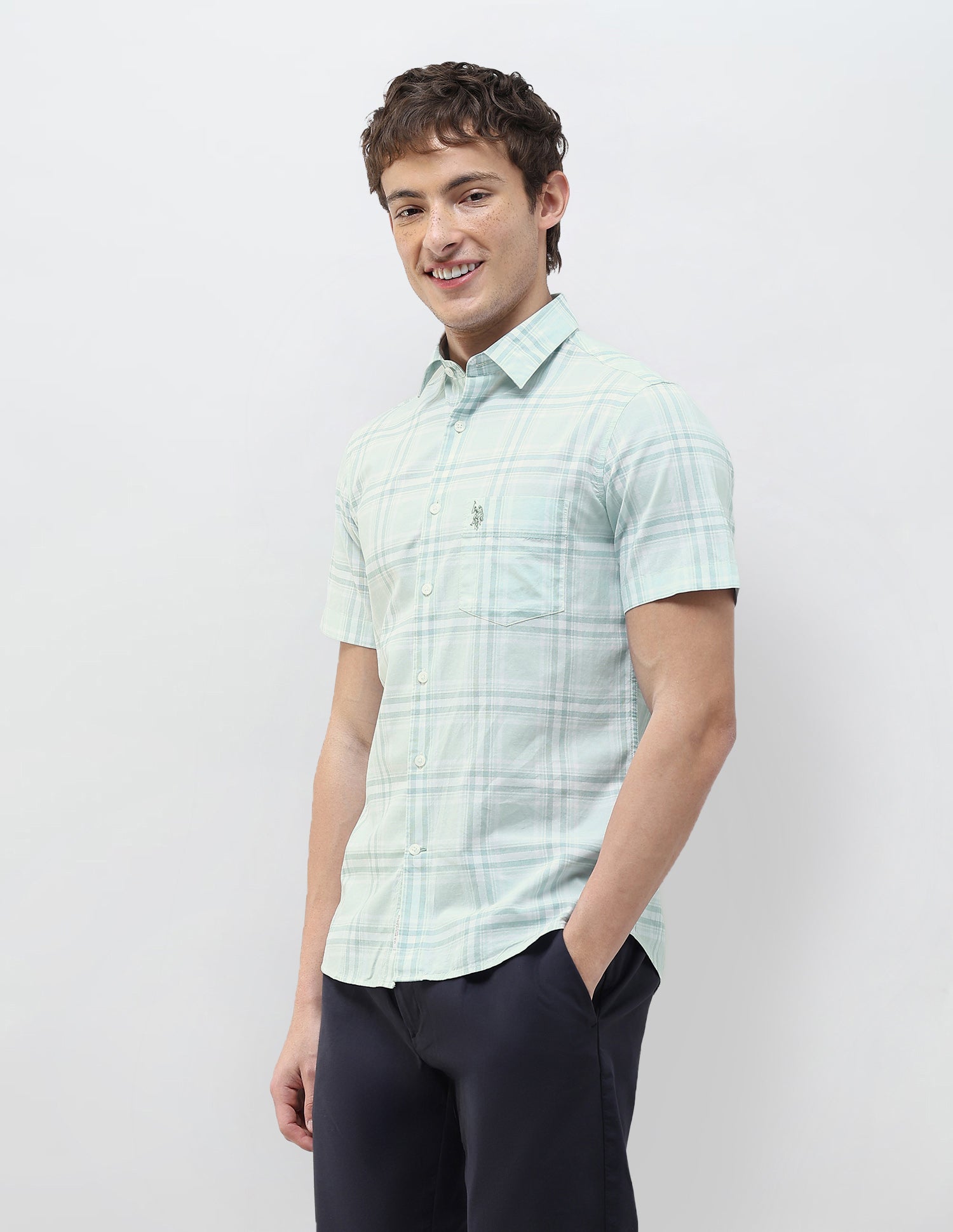 Tartan Checked Regular Fit Shirt Green - U.S. Polo Assn. India | Large