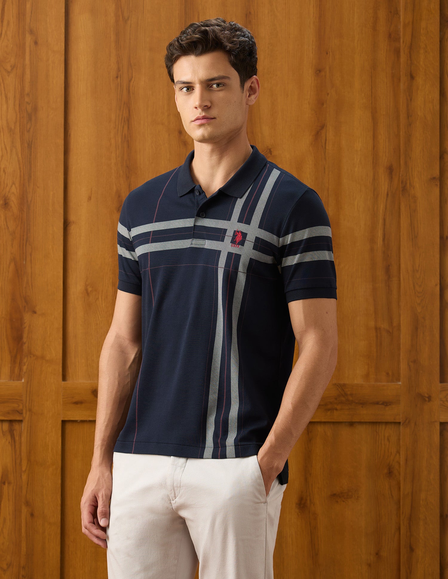 Vertical Striped Slim Fit Polo Shirt Navy - U.S. Polo Assn. India | Large