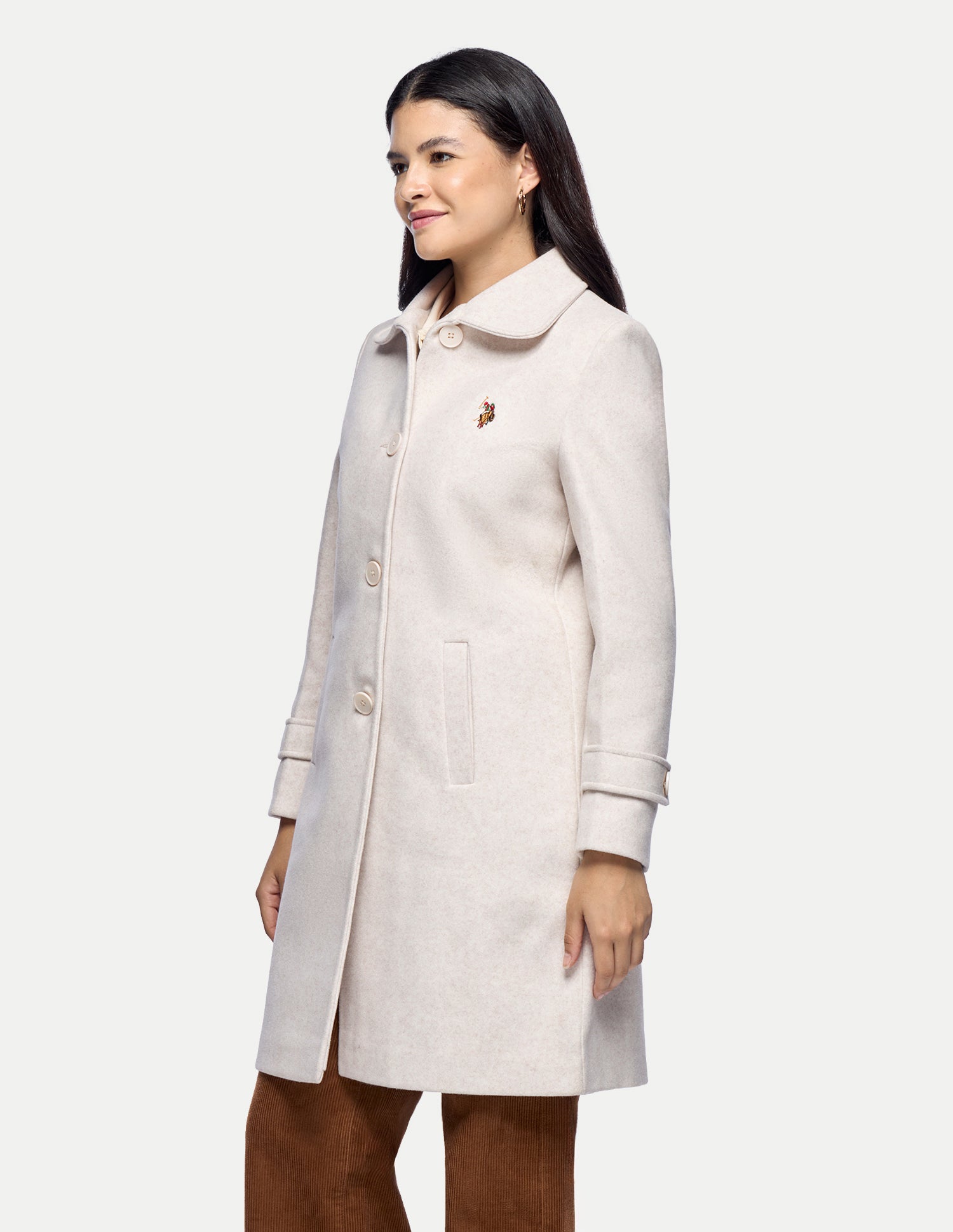 Longline Relaxed Fit Coat Jacket Beige - U.S. Polo Assn. India | Large
