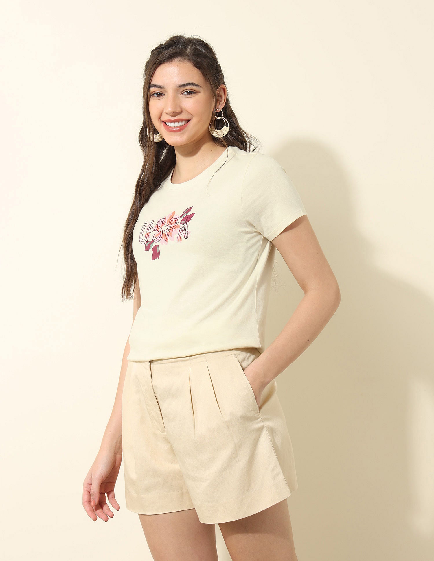 Regular Fit Brand Printed T-Shirt White - U.S. Polo Assn. India | Large