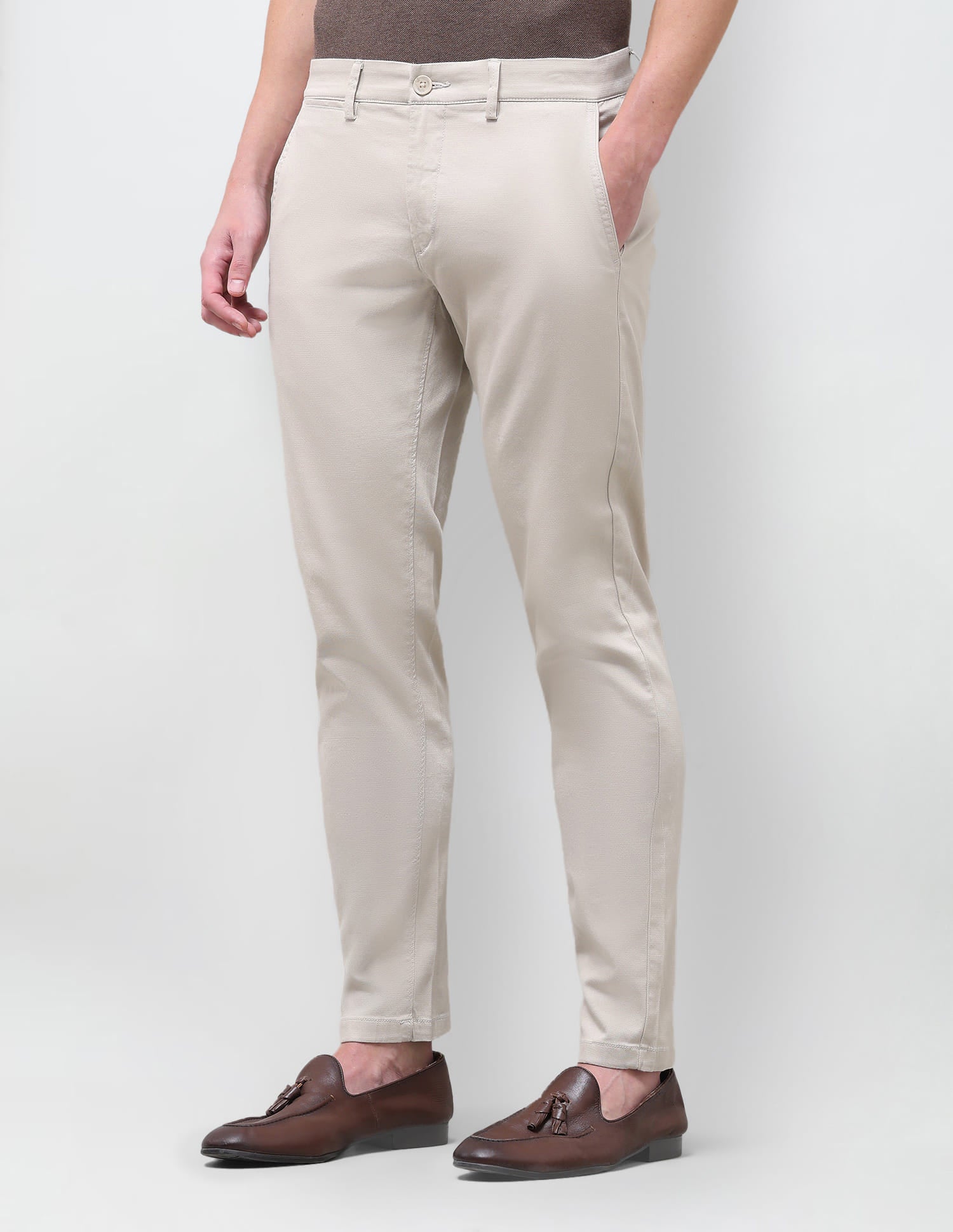 Solid Austin Slim Fit Trouser Beige - U.S. Polo Assn. India | Large