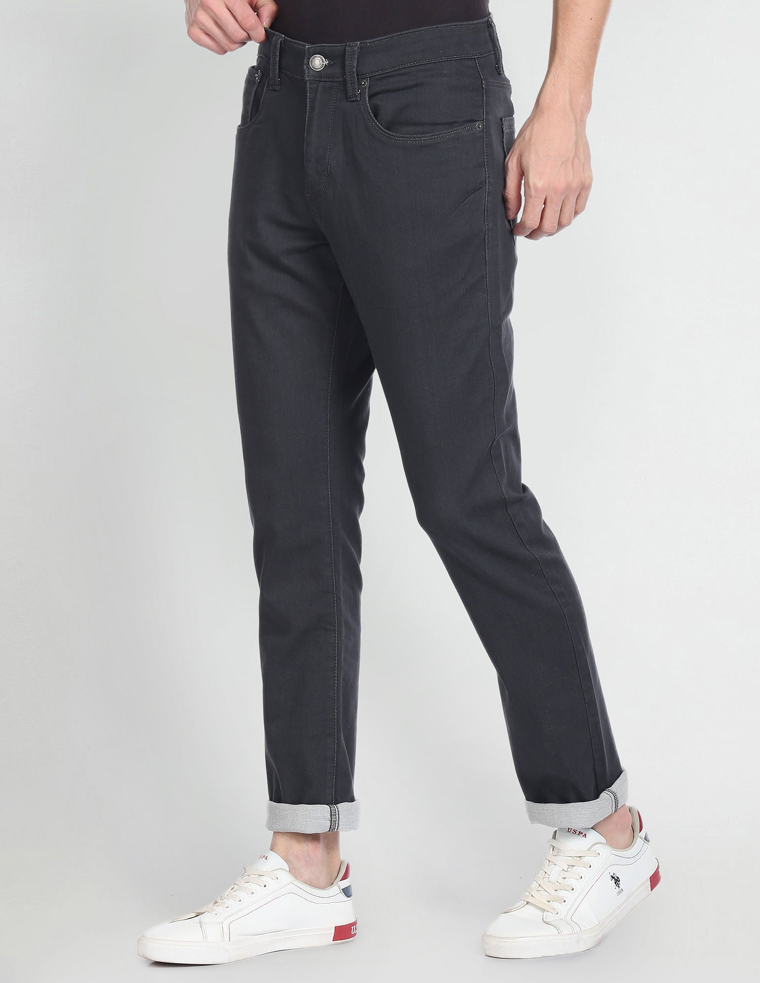 Rinsed Slim Tapered Fit Jeans Dark Grey - U.S. POLO ASSN. | Large