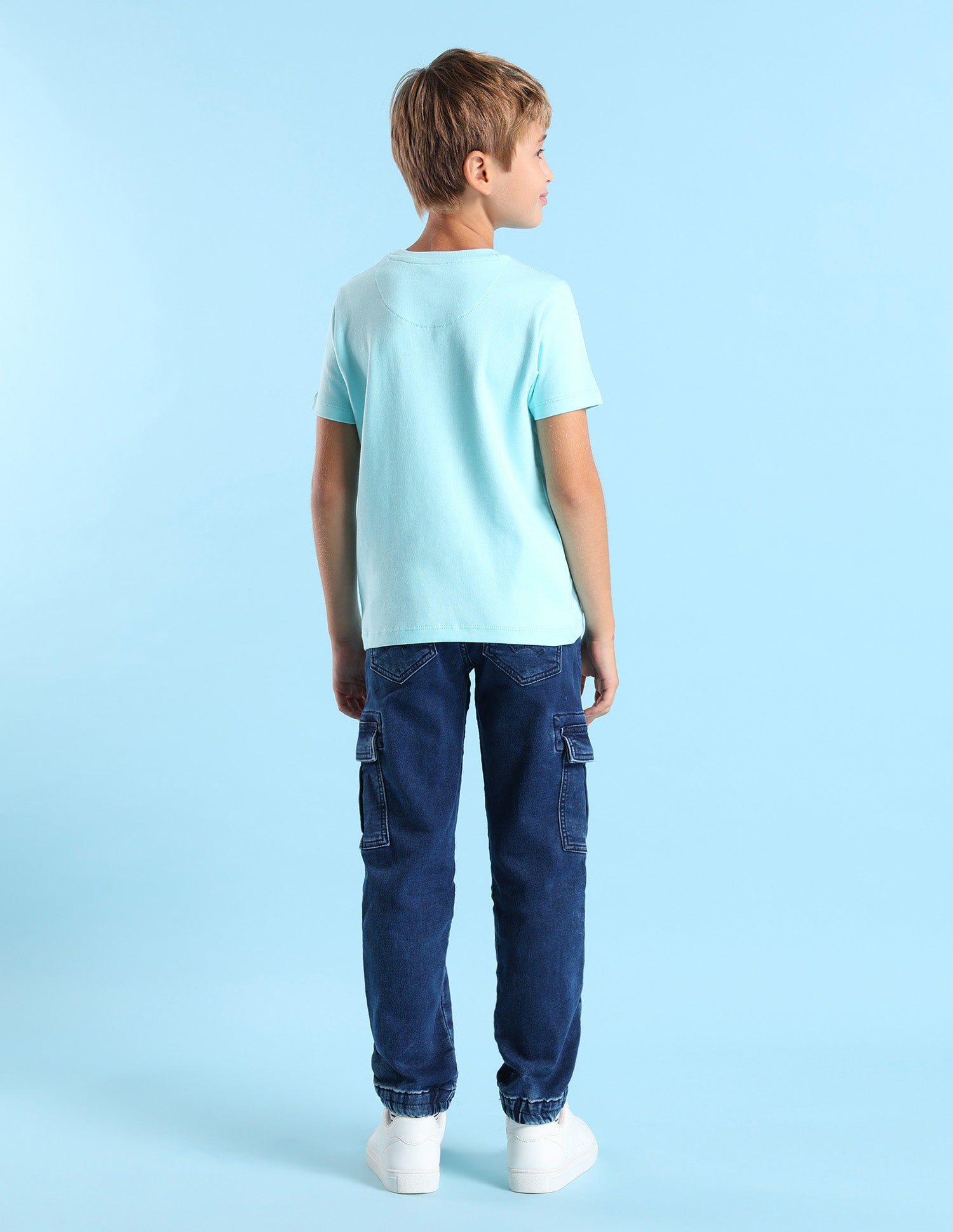 Boys Brand Printed Regular Fit T-Shirt Light Blue - U.S. POLO ASSN. | Large