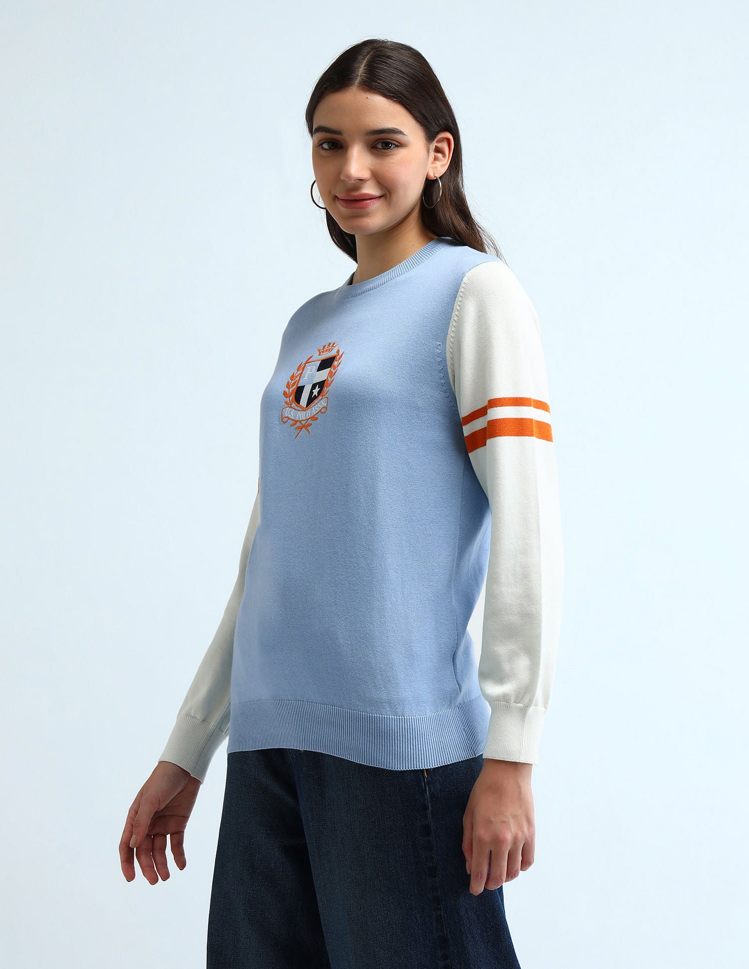 Colour Blocked Regular Fit Sweater Light Blue - U.S. POLO ASSN. | Large