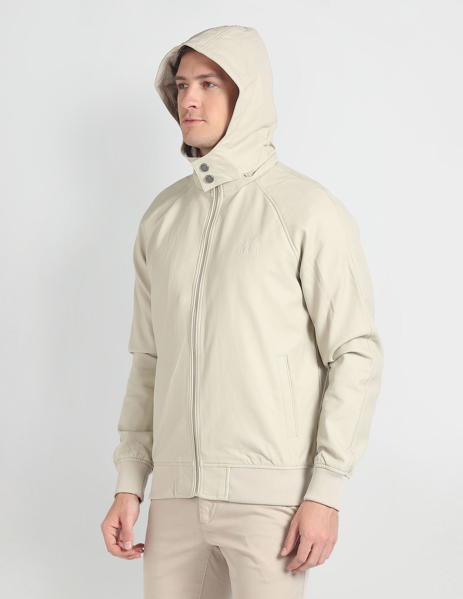 Solid Bomber Jacket Beige - U.S. POLO ASSN. | Large