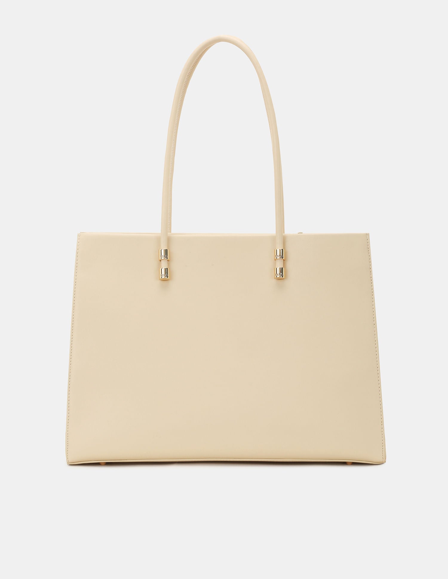 Women  Bella Tote Bag with Solid Finish Beige - U.S. POLO ASSN. | Large
