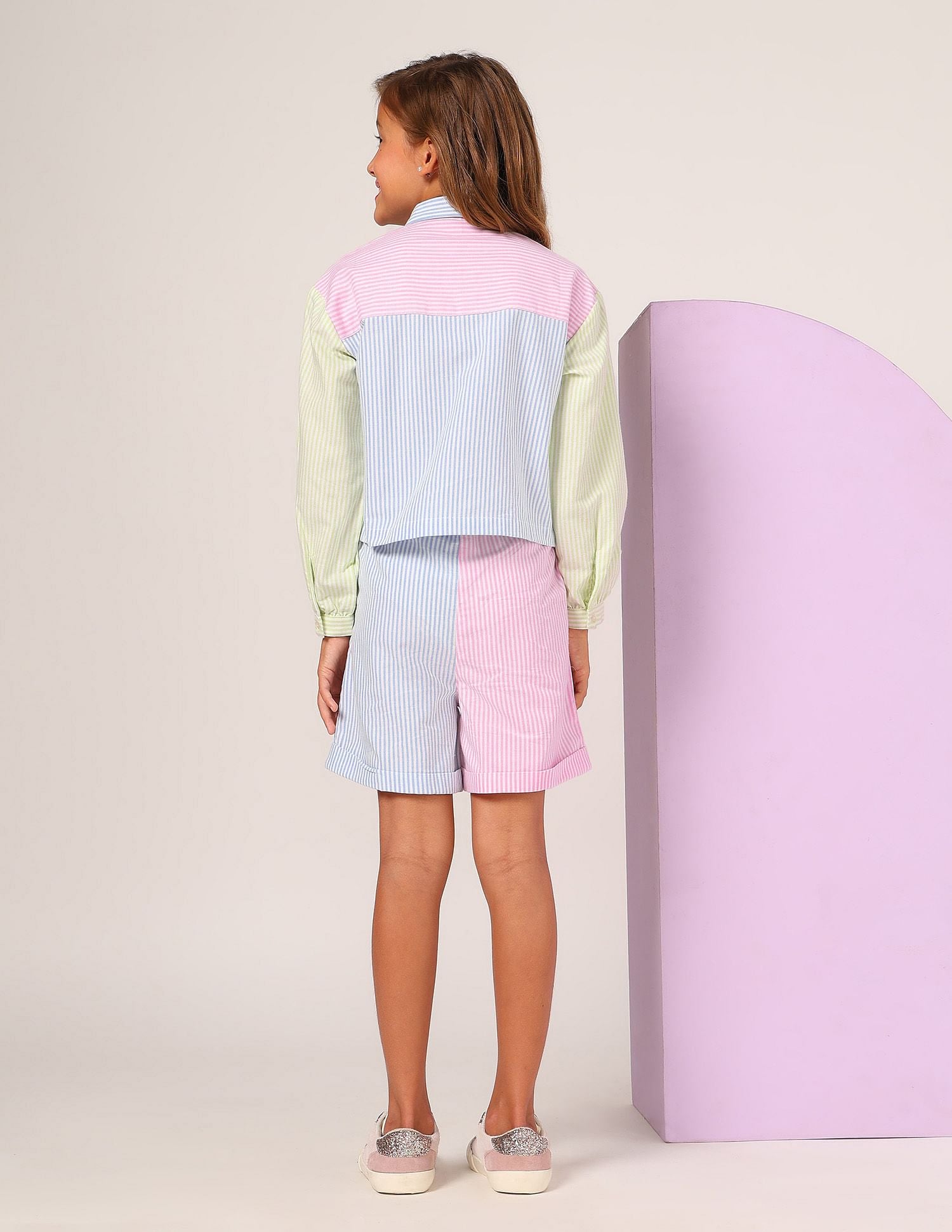 Girls Vertcial Striped Colorblocked Top Multi-colour - U.S. POLO ASSN. | Large