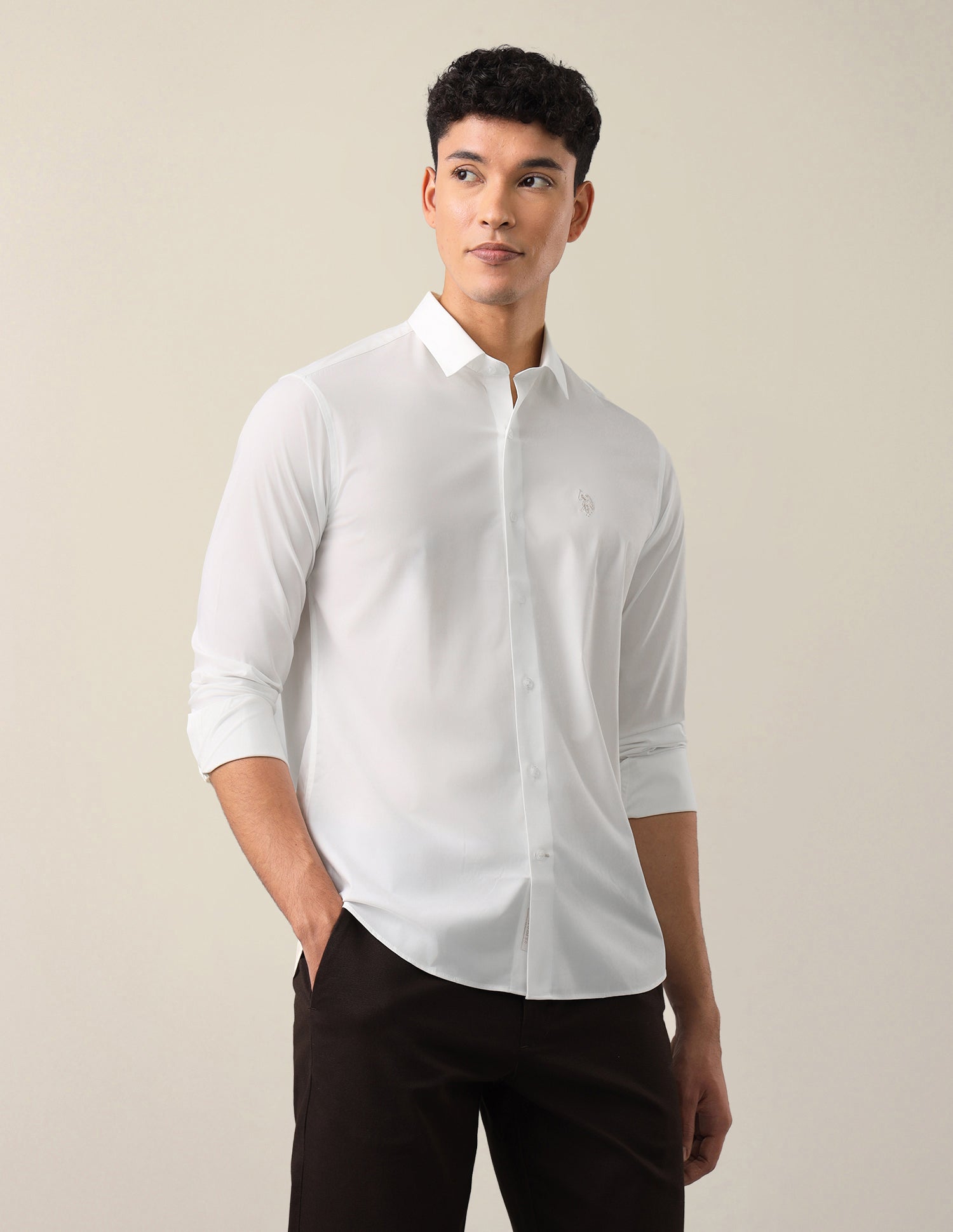 Solid Tailored Fit Shirt White - U.S. Polo Assn. India | Large