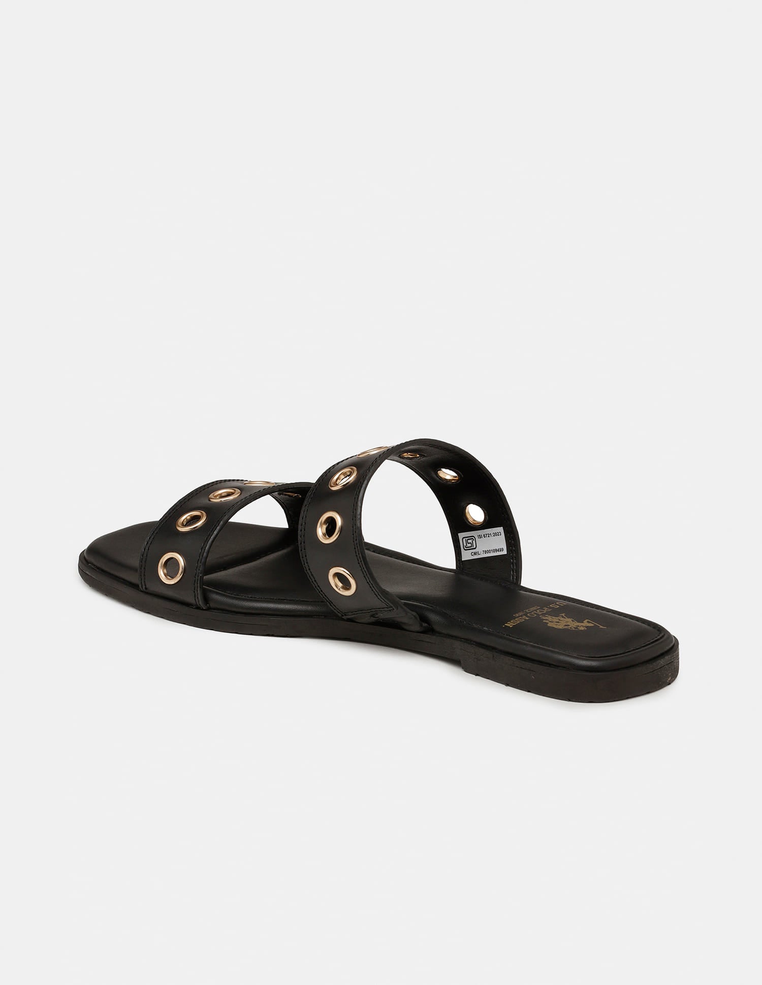 Women Naye Open Toe Eyelet Sandals Black - U.S. Polo Assn. India | Large