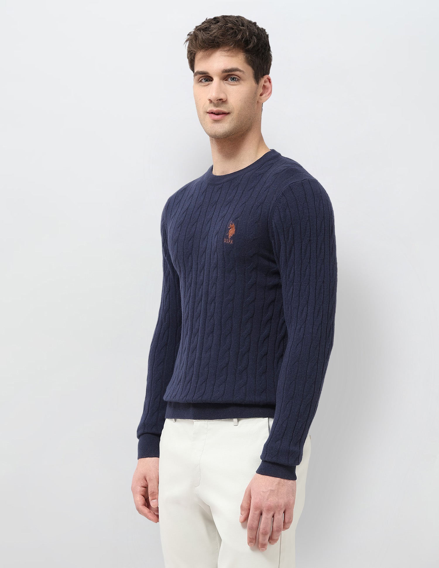 Patterned Knit Regular Fit Sweater Navy - U.S. POLO ASSN. | Large