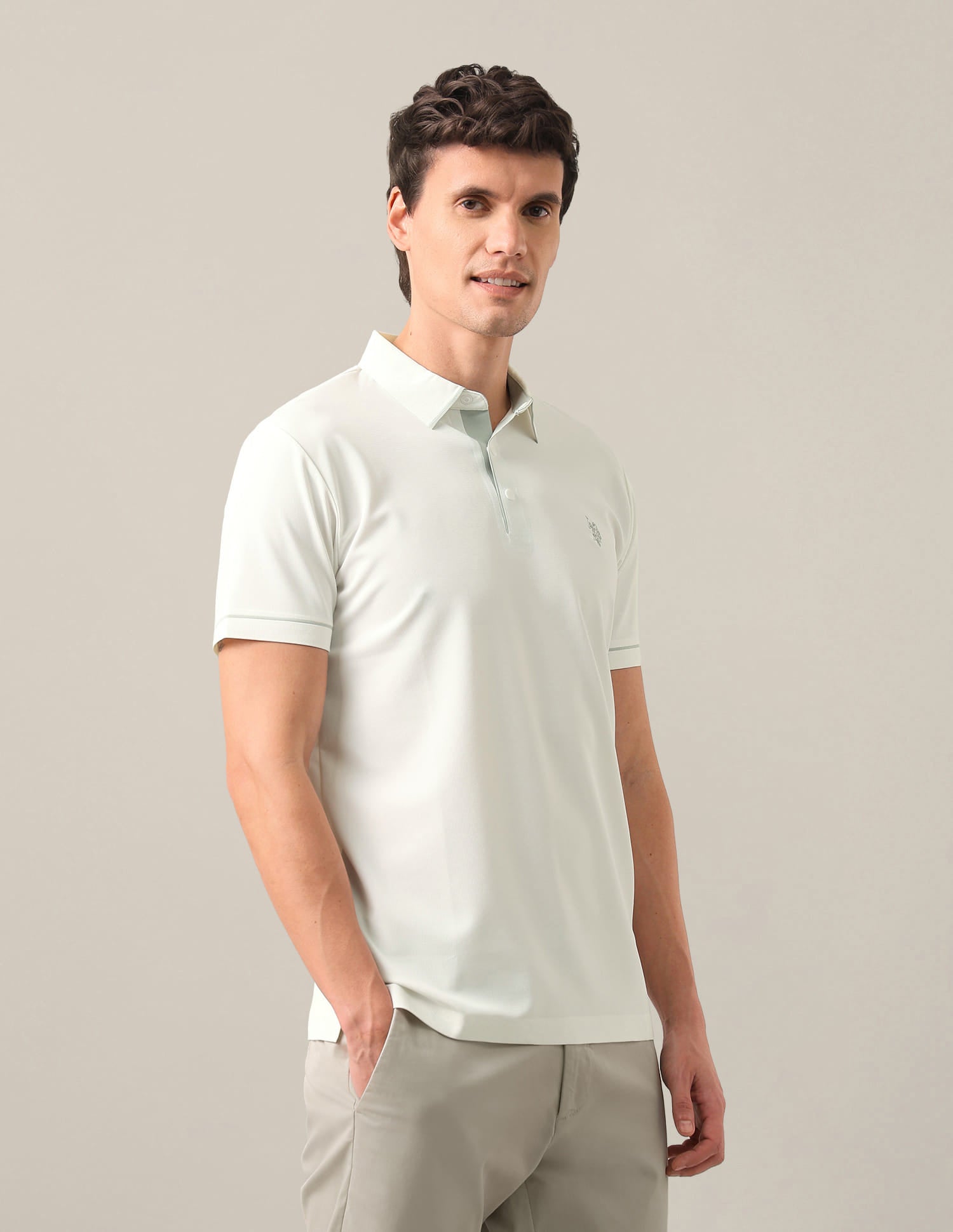 Solid Slim Fit Polo Shirt White - U.S. Polo Assn. India | Large