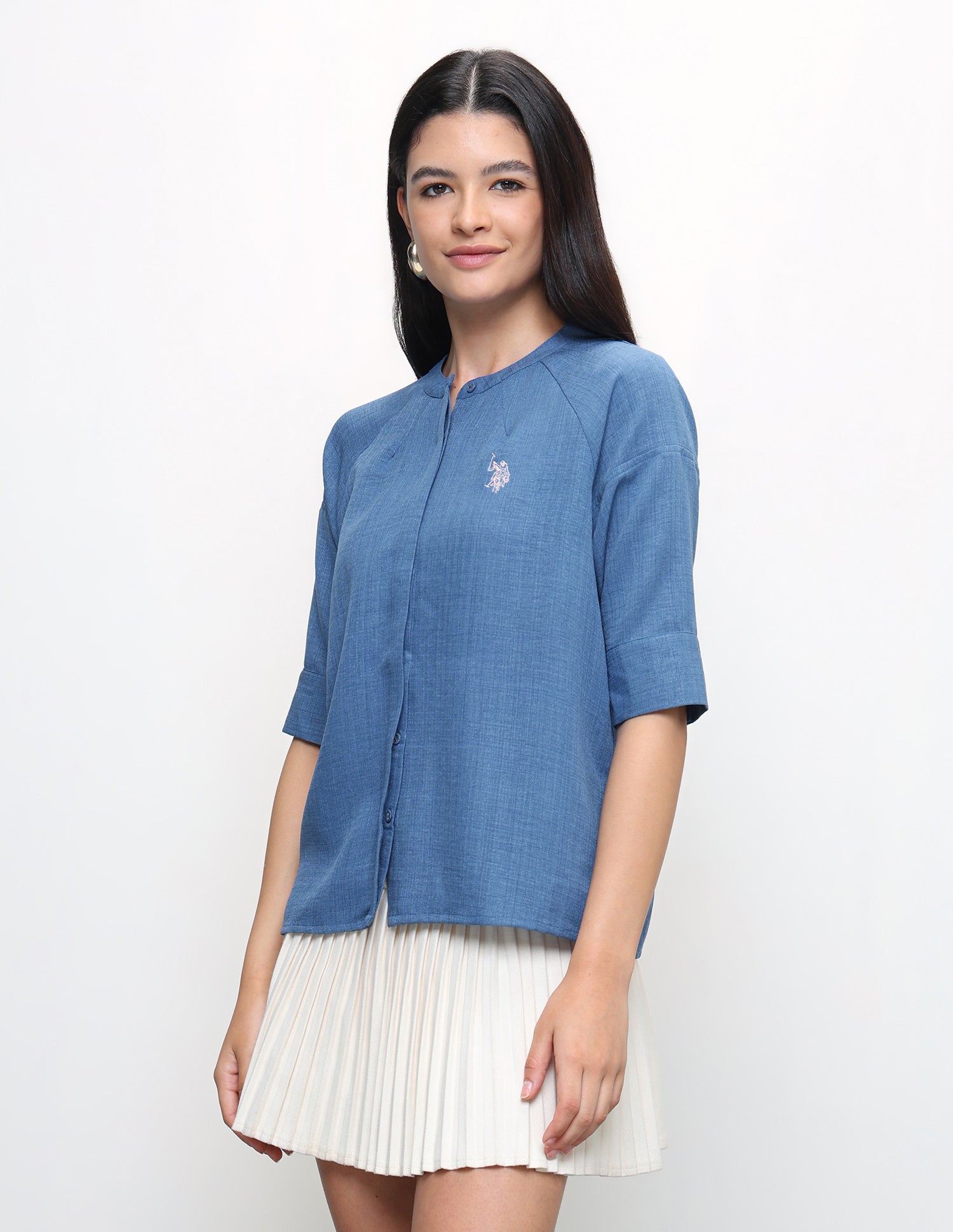 Heathered Relaxed Fit Top Light Blue - U.S. Polo Assn. India | Large