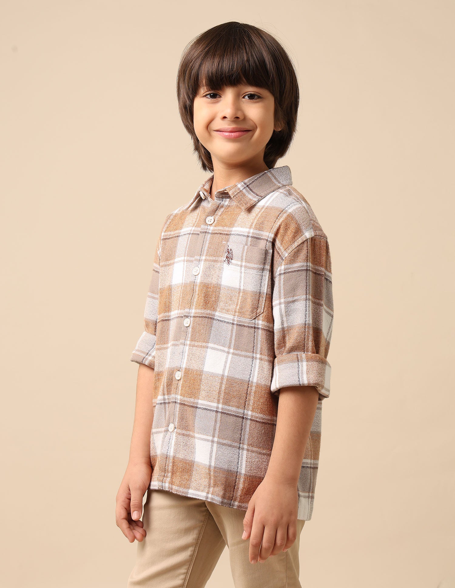 Boys All Over Printed Regular Fit Shirt Off White - U.S. Polo Assn. India | Large