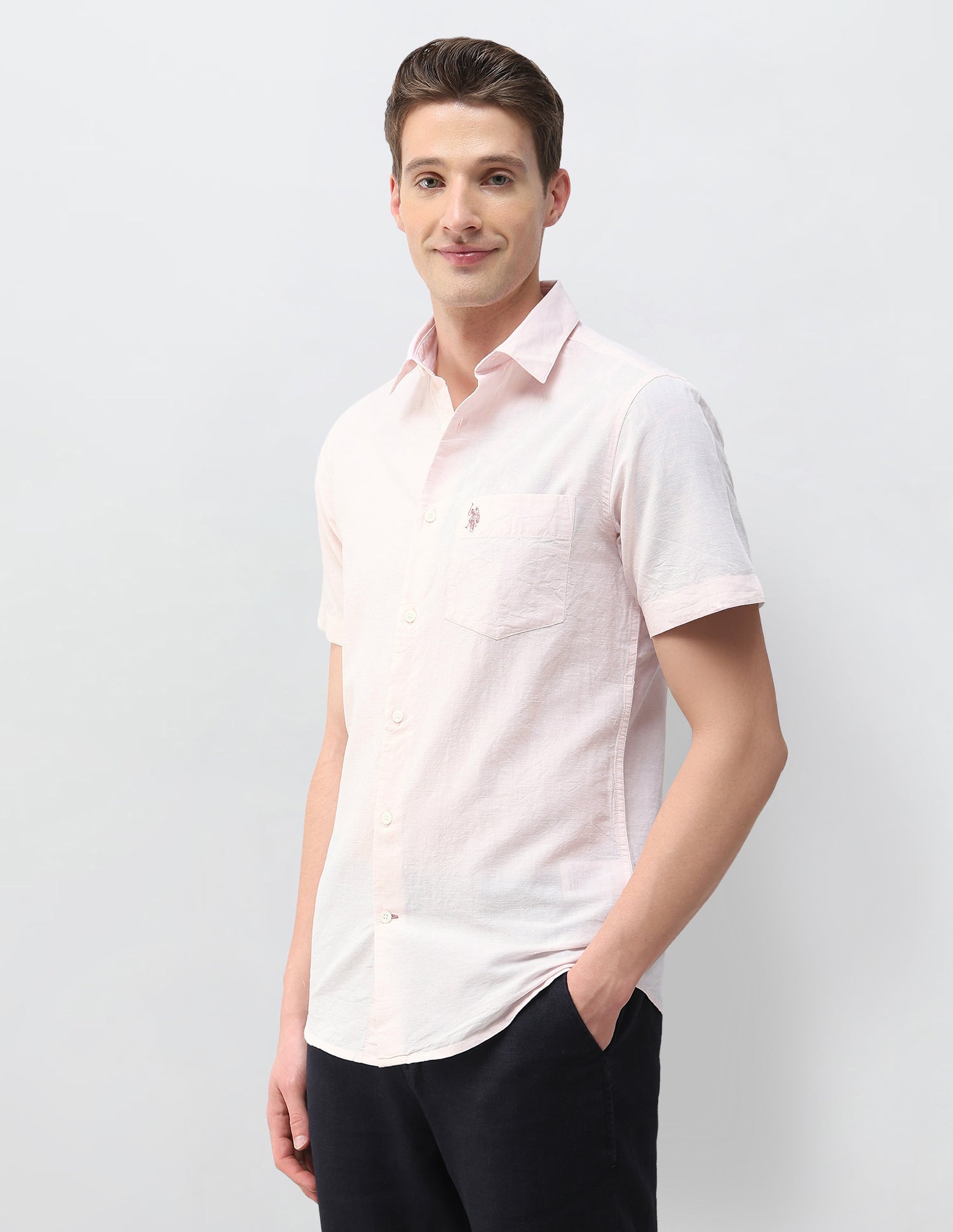 Solid Regular Fit Shirt Pink - U.S. Polo Assn. India | Large