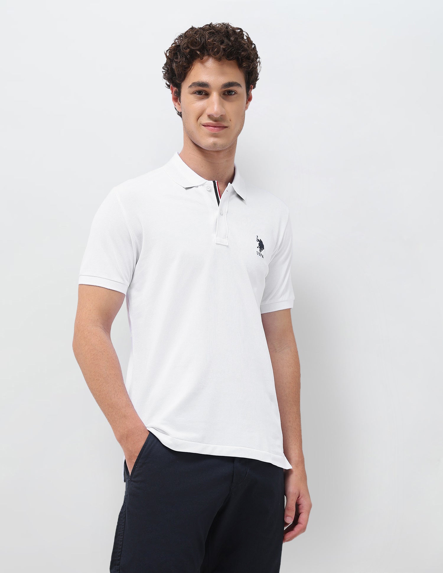 Solid Slim Fit Polo Shirt White - U.S. Polo Assn. India | Large
