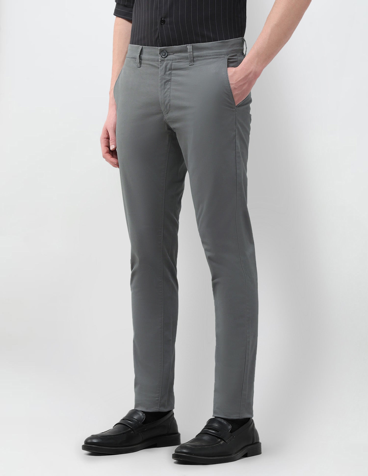 Austin Slim Fit Satin Trousers Dark Grey - U.S. Polo Assn. India | Large