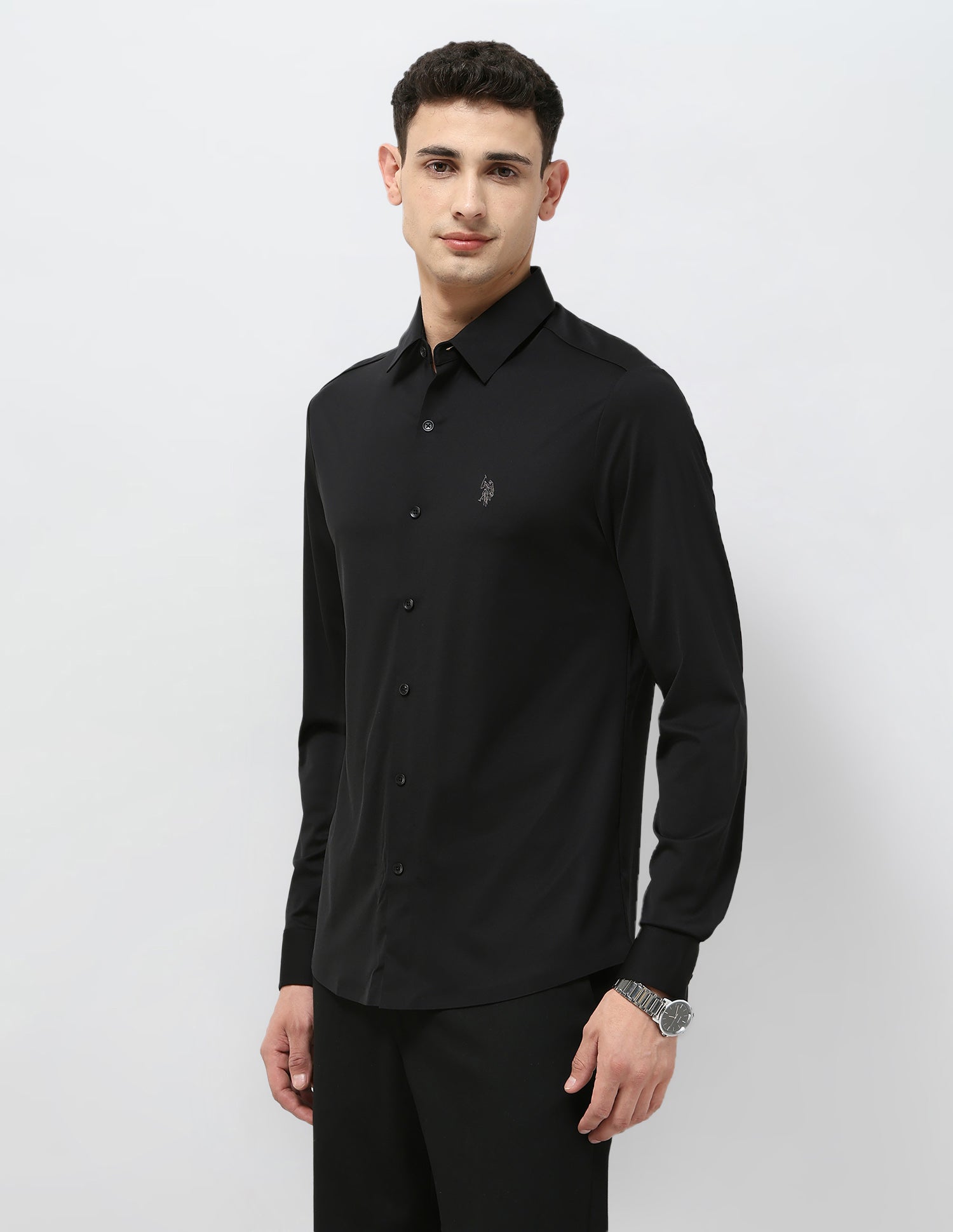 Solid Tailored Fit Shirt Black - U.S. POLO ASSN. | Large